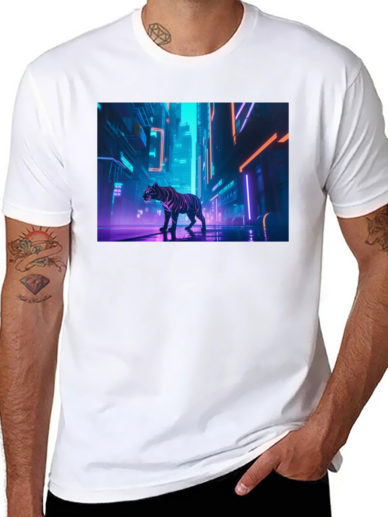 Neon Tiger Graphic Tee - Urban Style