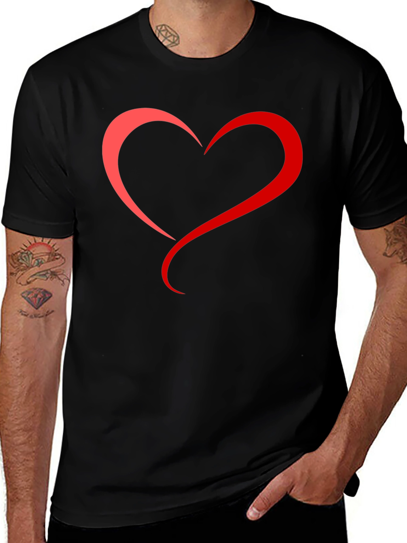 Heart Graphic Tee - Mens Black T-Shirt