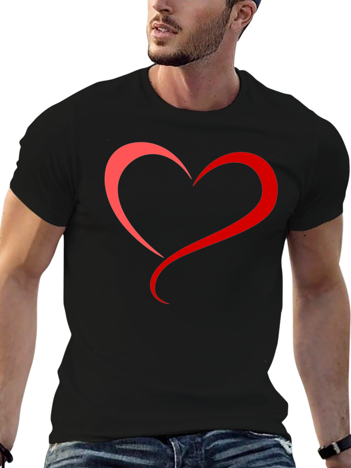 Heart Graphic Tee - Mens Black T-Shirt
