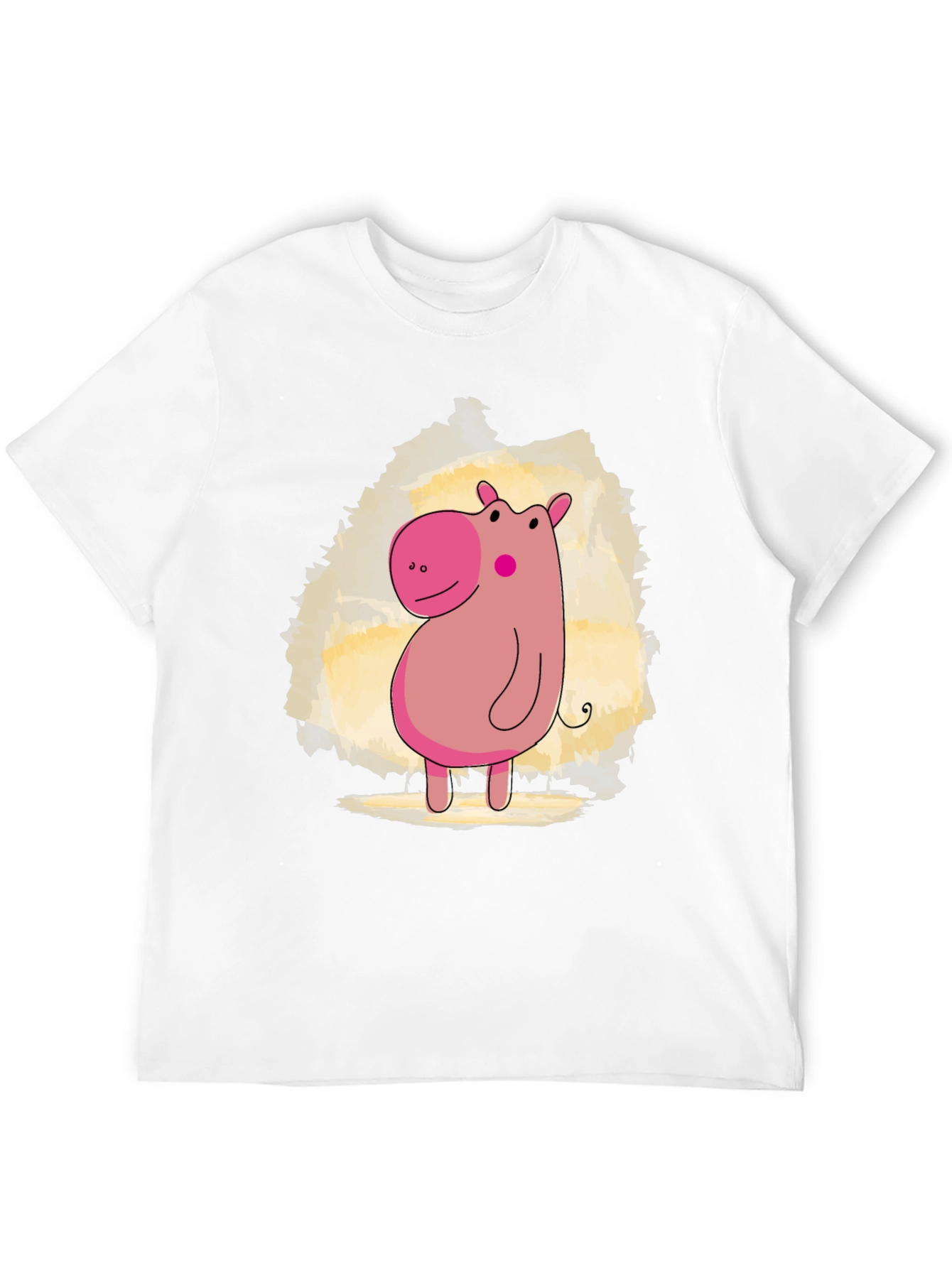 Cute Hippo Cartoon Black T-Shirt