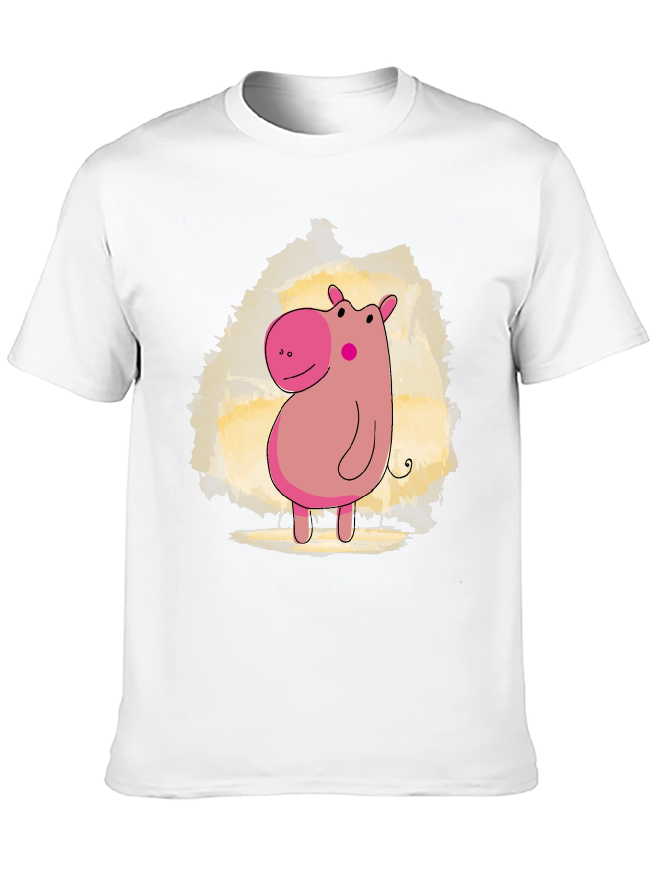 Cute Hippo Cartoon Black T-Shirt