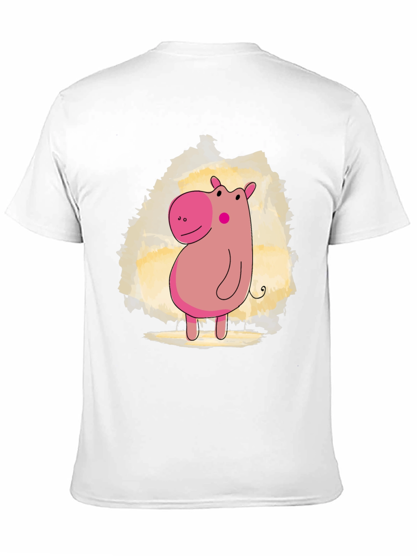 Cute Hippo Cartoon Black T-Shirt