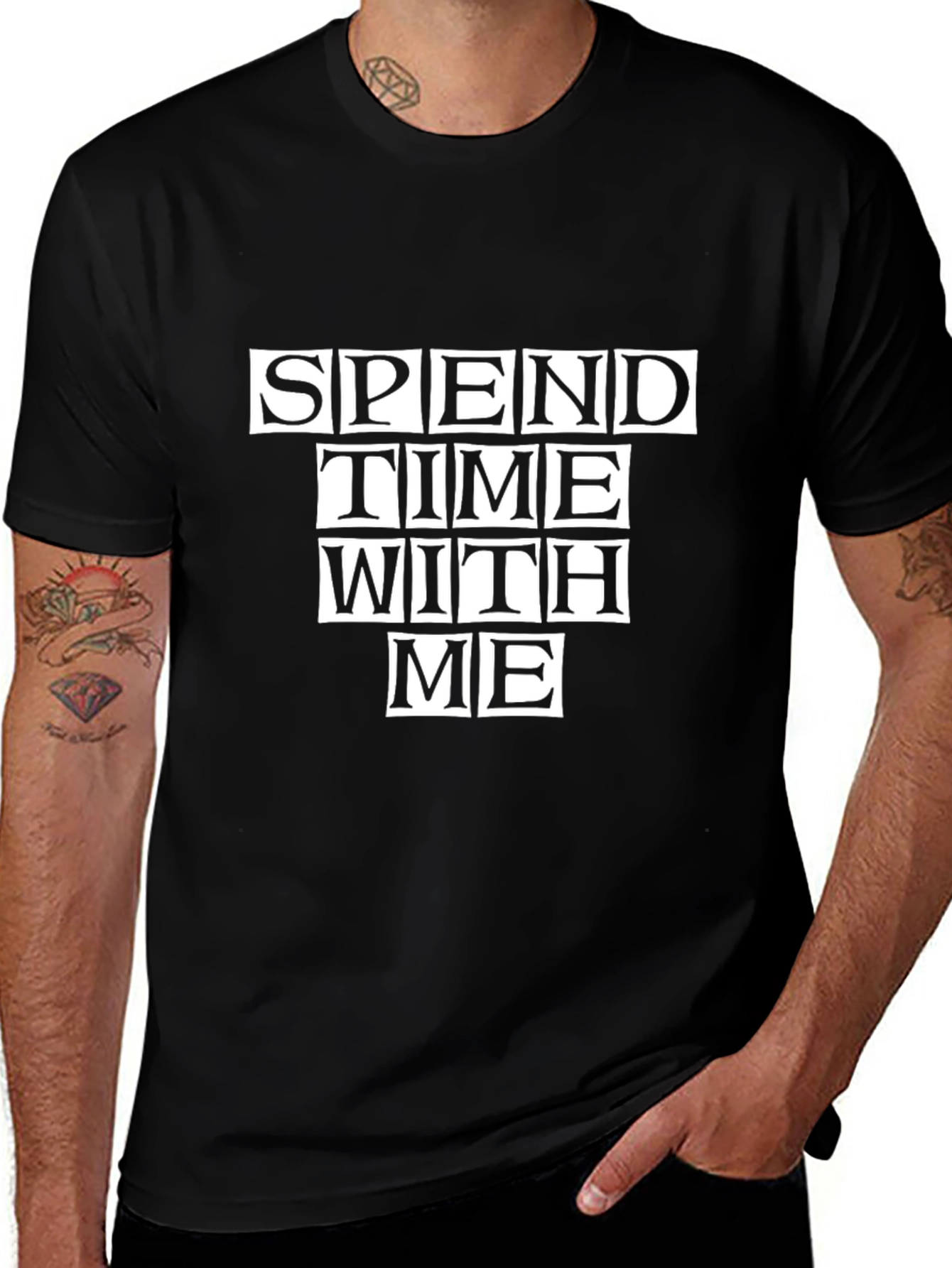 Spend Time With Me Black Graphic Tee