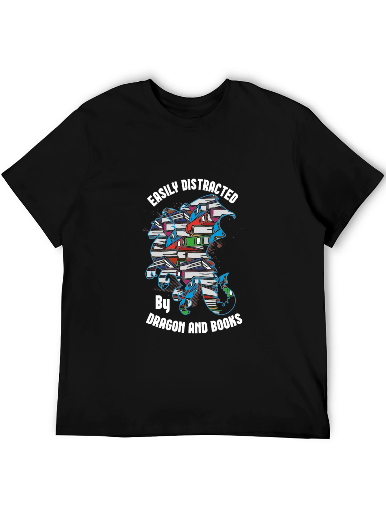 Easily Distracted Dragon and Books T-Shirt