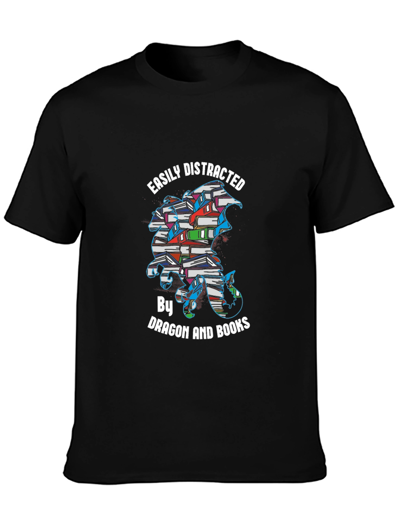Easily Distracted Dragon and Books T-Shirt