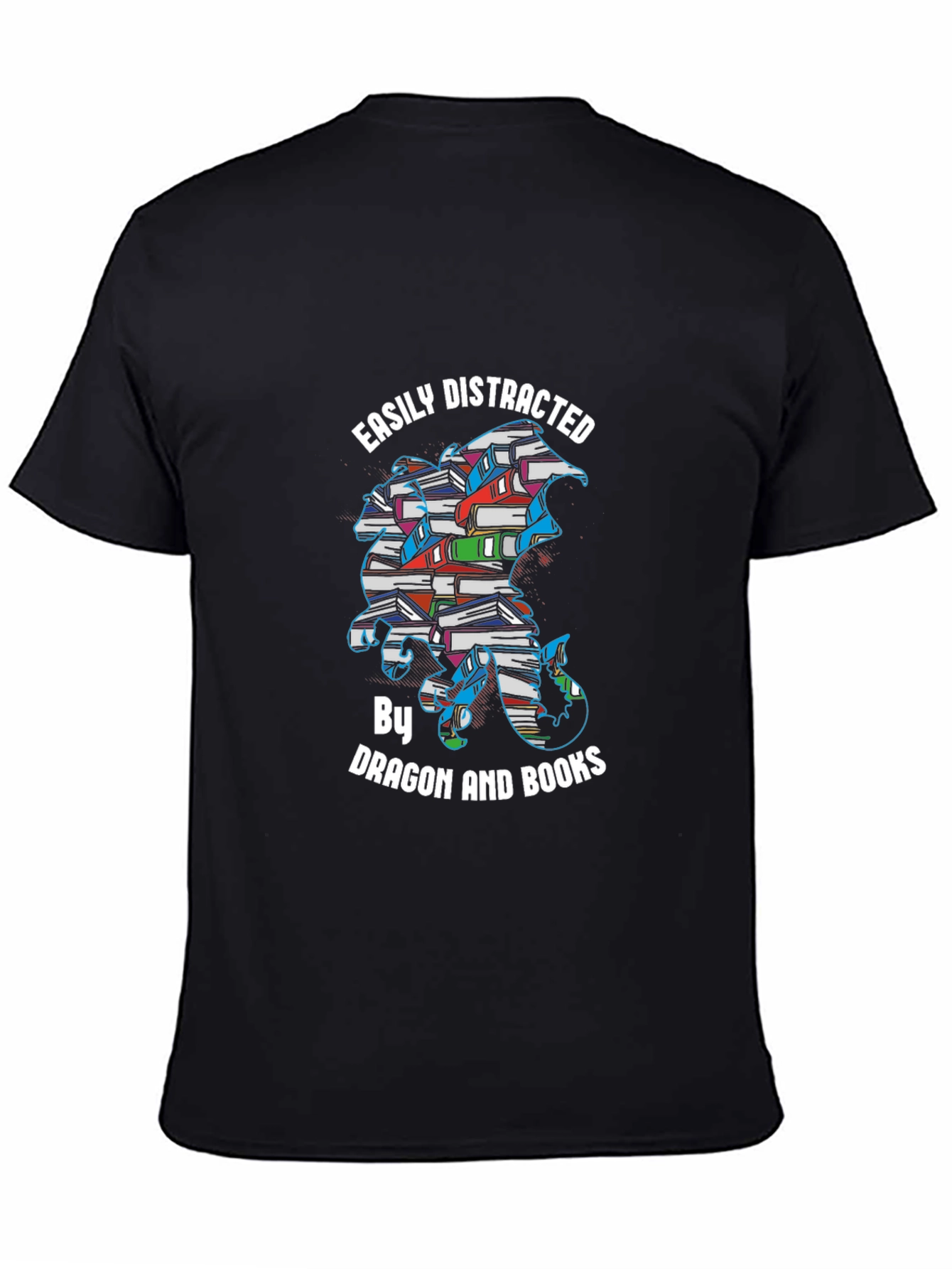 Easily Distracted Dragon and Books T-Shirt