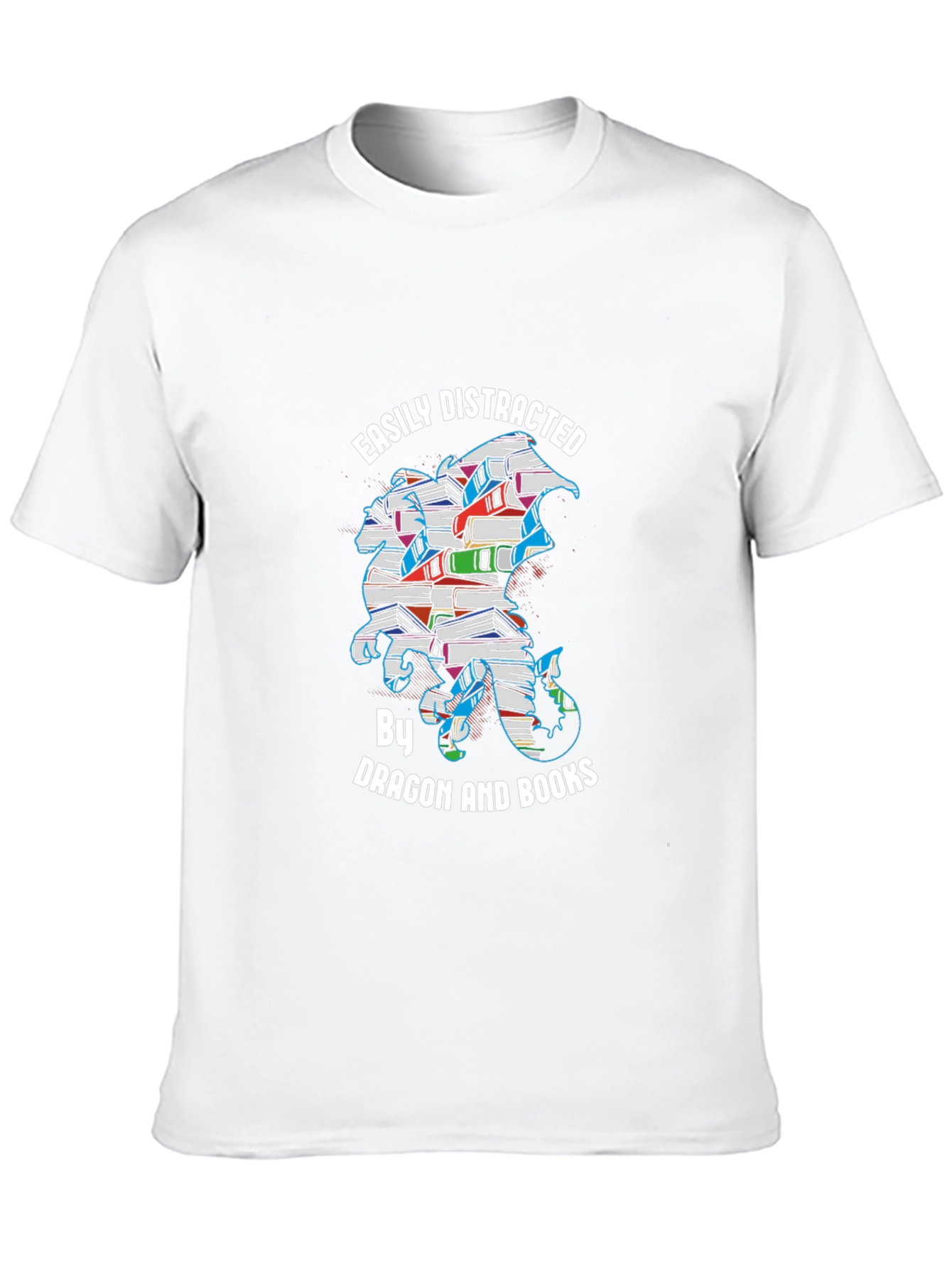 Easily Distracted Dragon and Books T-Shirt