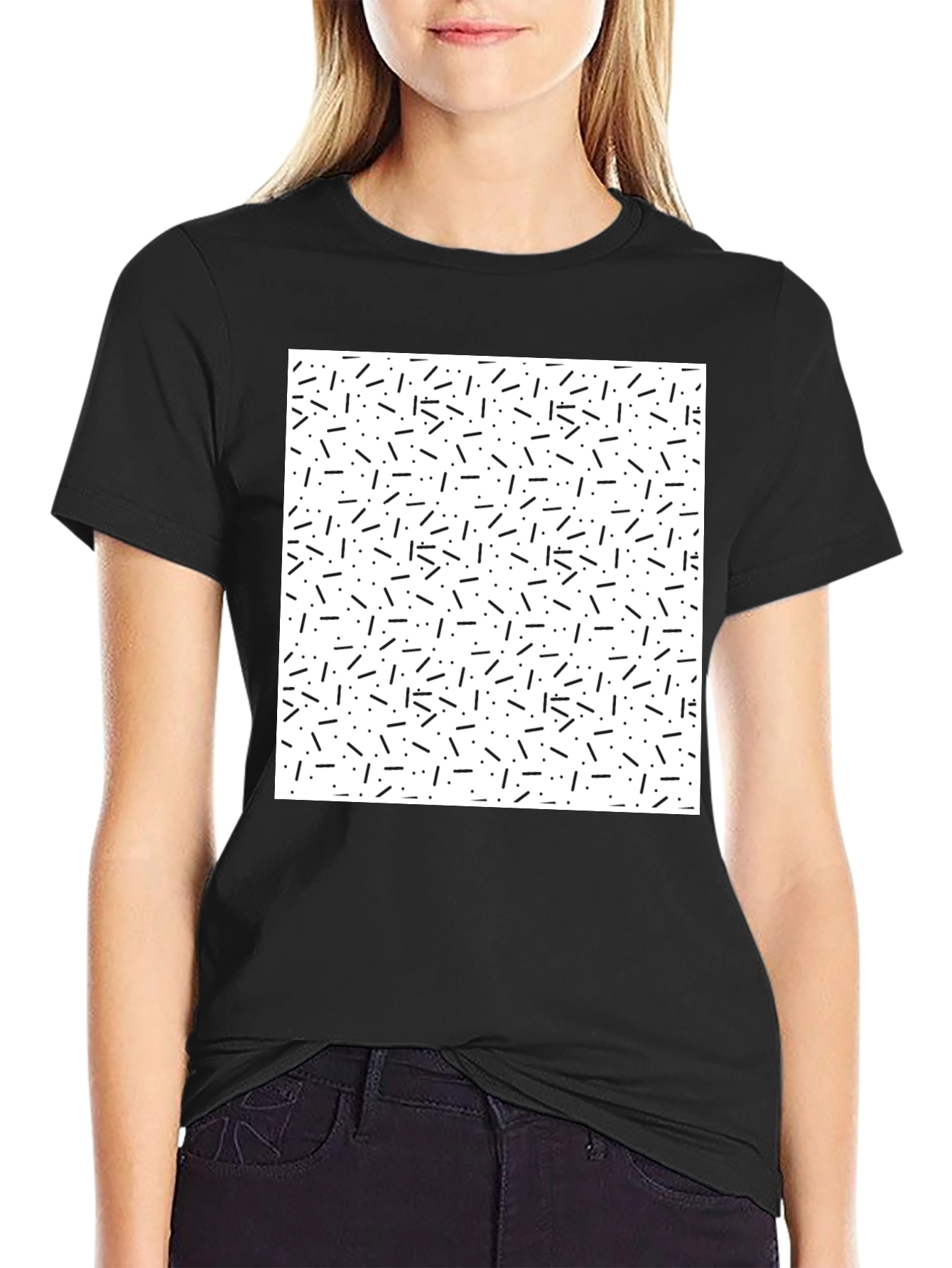 Retro Pattern Black T-Shirt