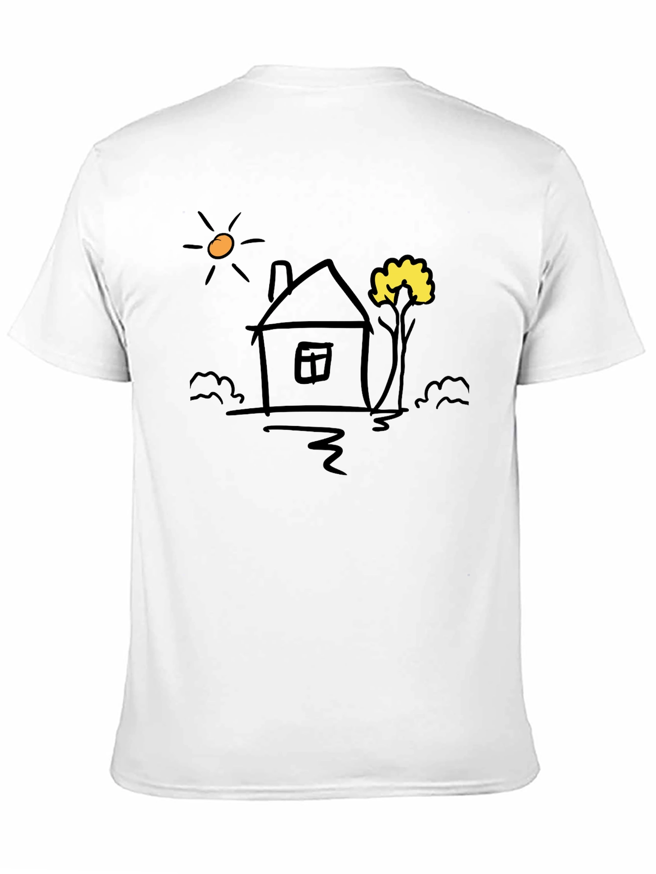 Doodle House Graphic Tee - Casual Black T-Shirt