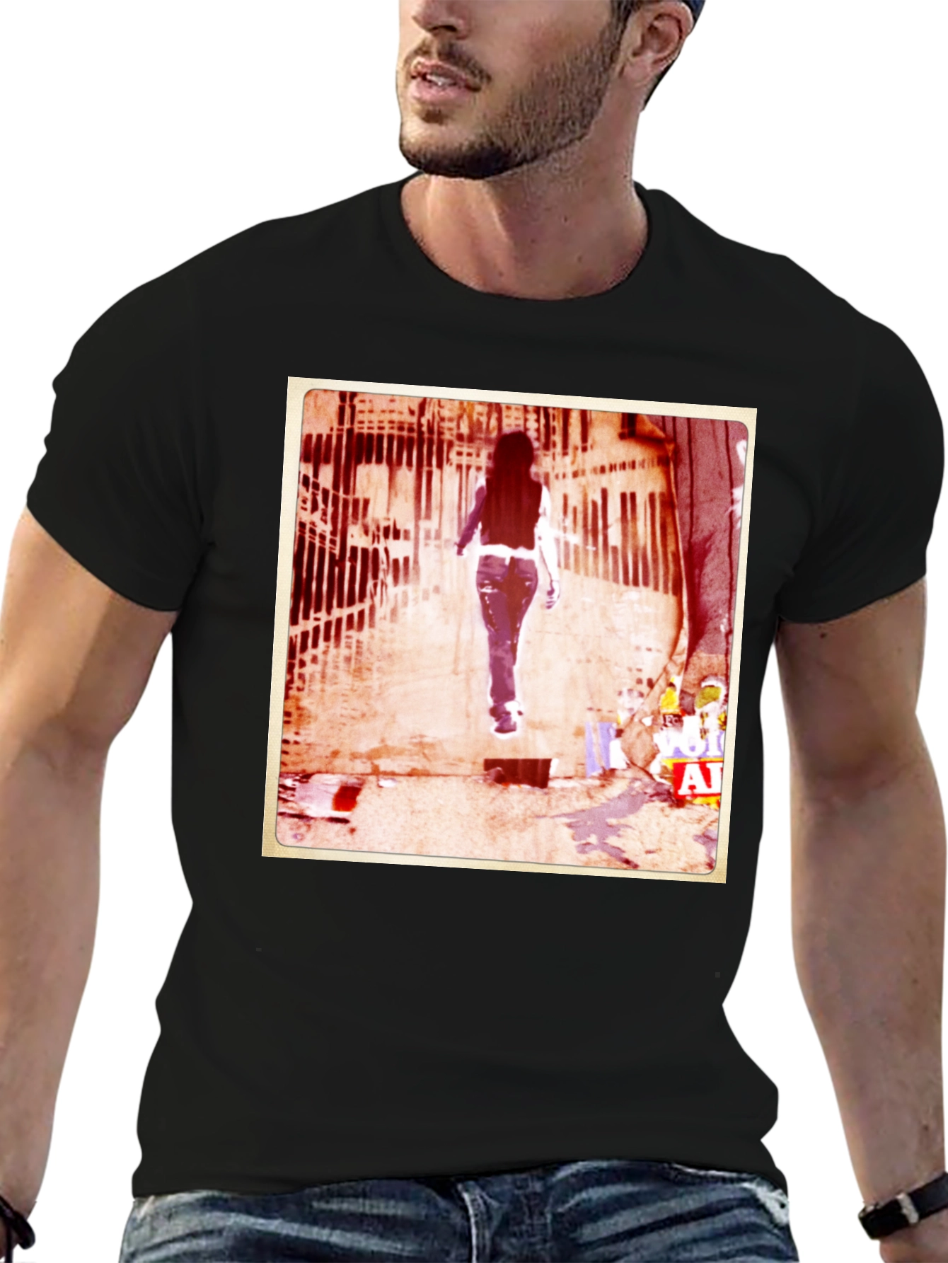 Urban Graffiti Style Black Graphic T-Shirt
