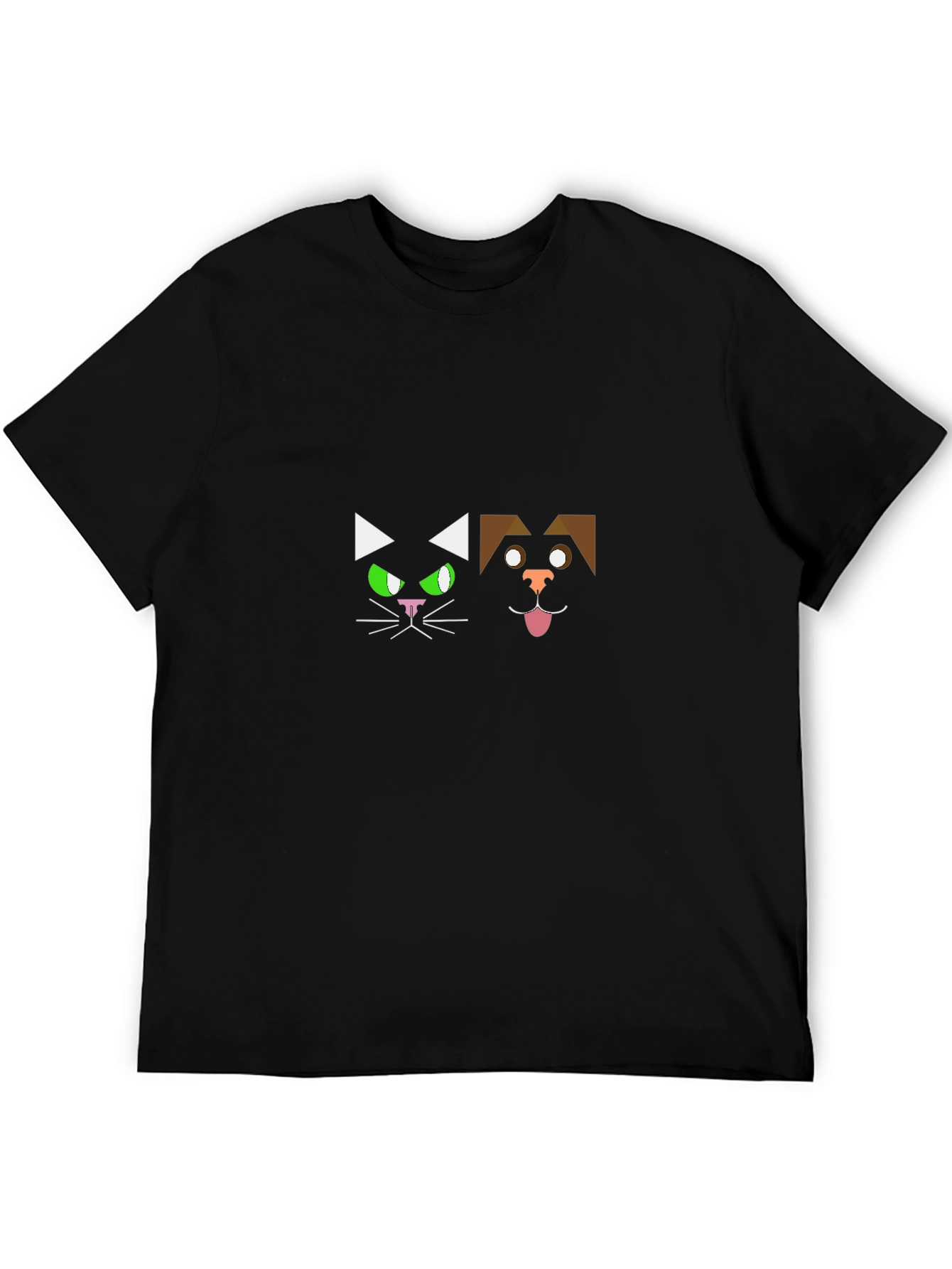 Geometric Cat & Dog Graphic T-Shirt