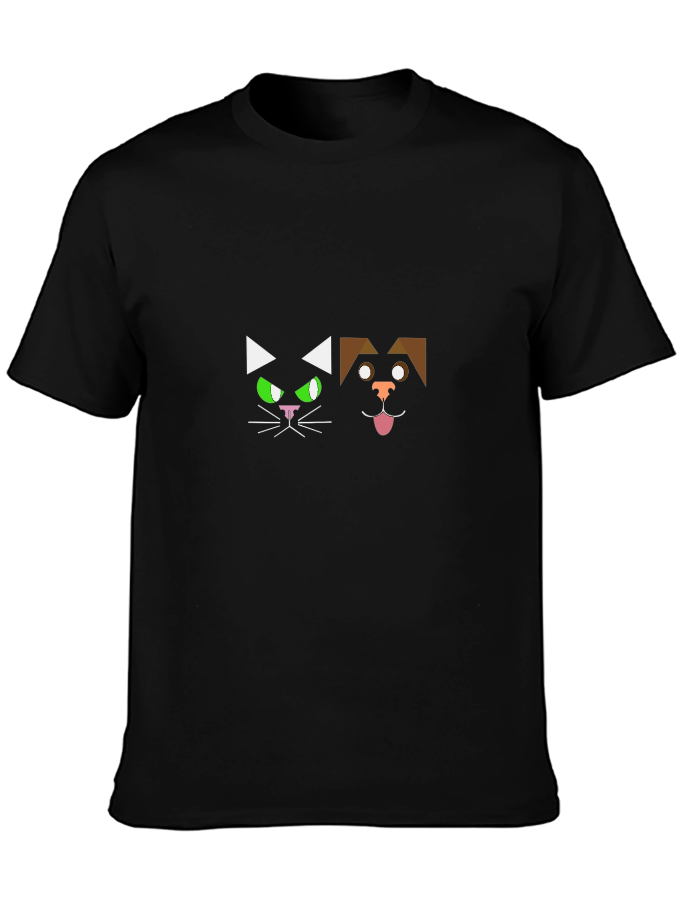 Geometric Cat & Dog Graphic T-Shirt