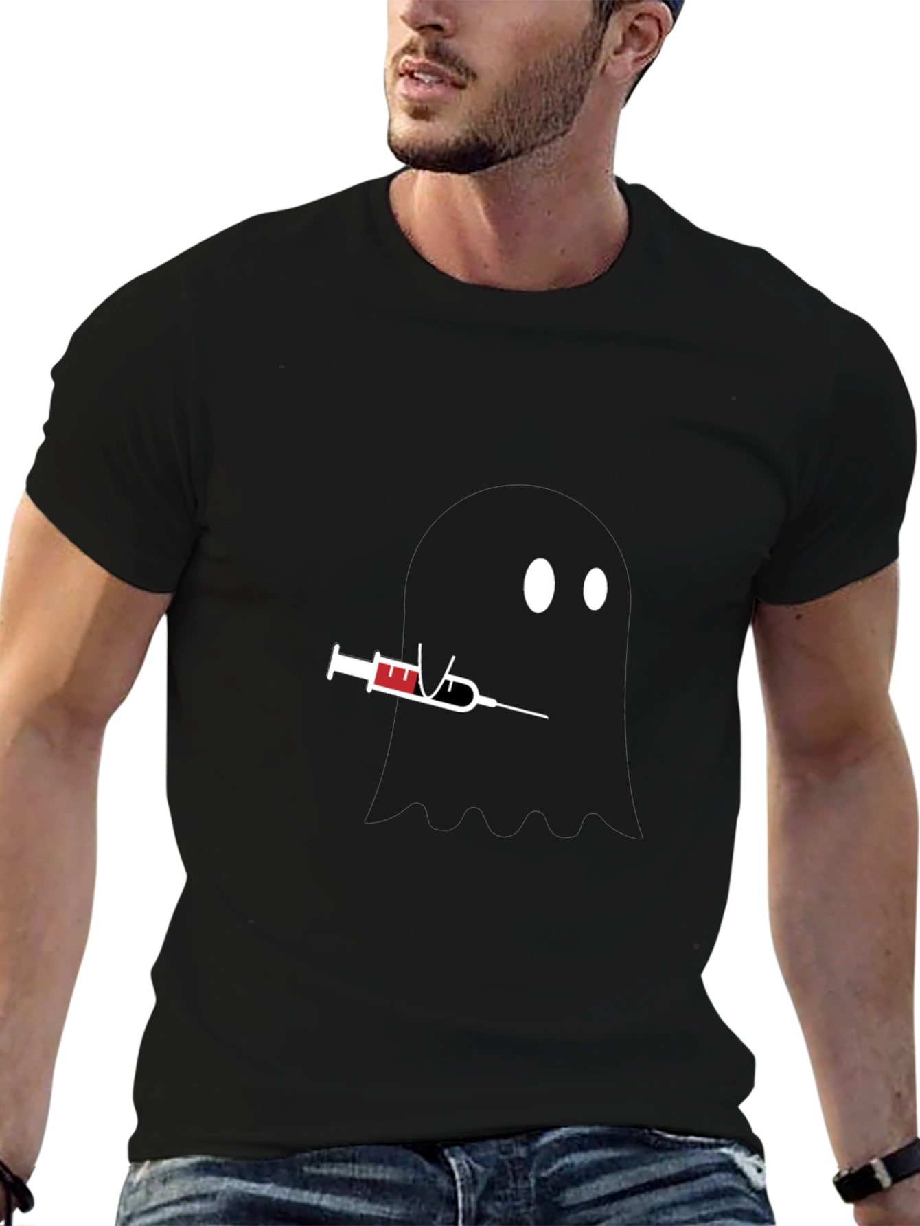 Ghostly Injection T-Shirt - Black Unique Design