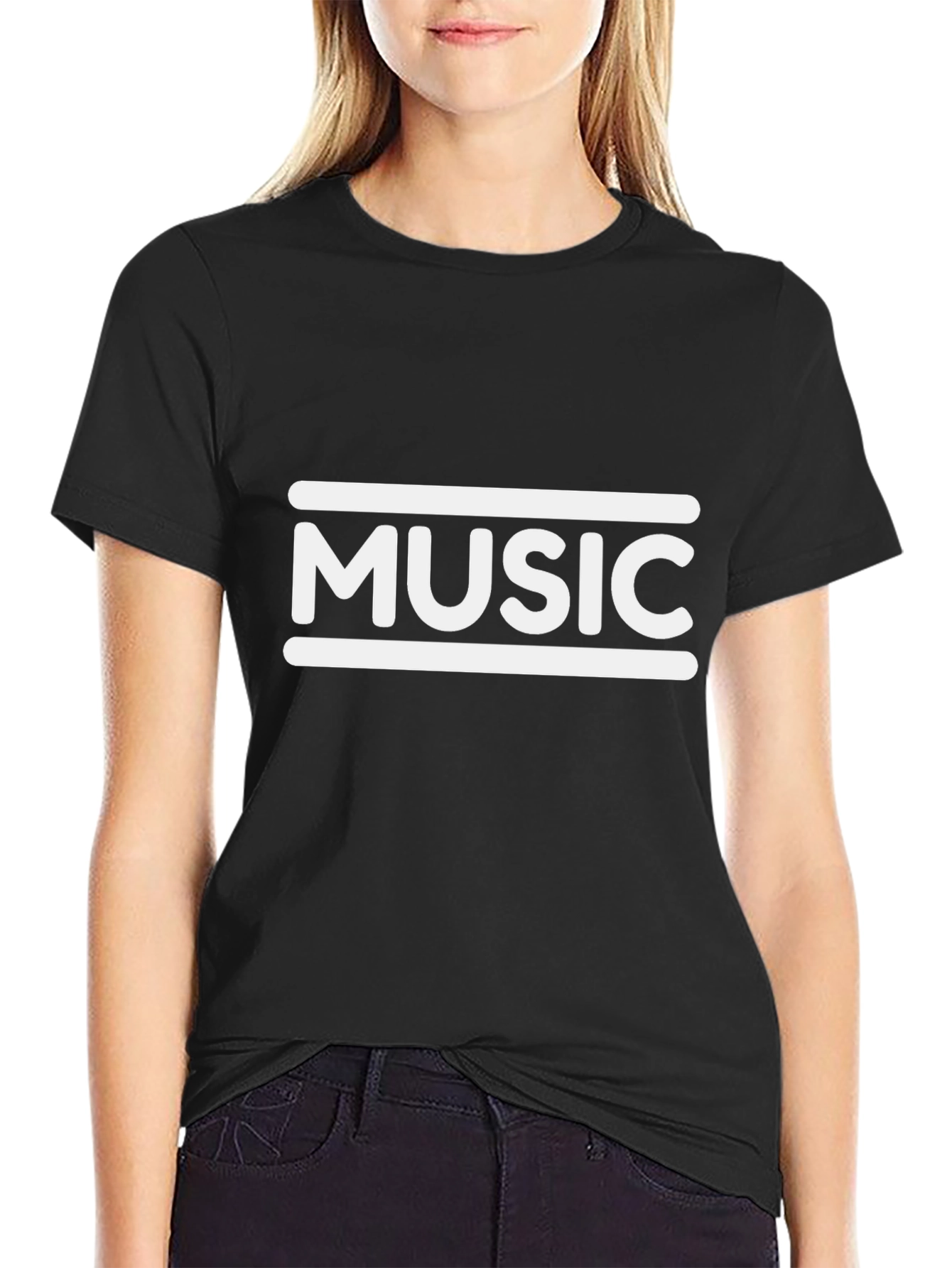 Music Graphic Tee - Stylish Black Cotton T-Shirt