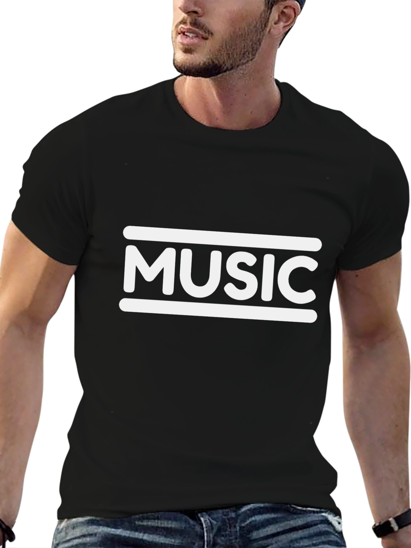Music Graphic Tee - Stylish Black Cotton T-Shirt