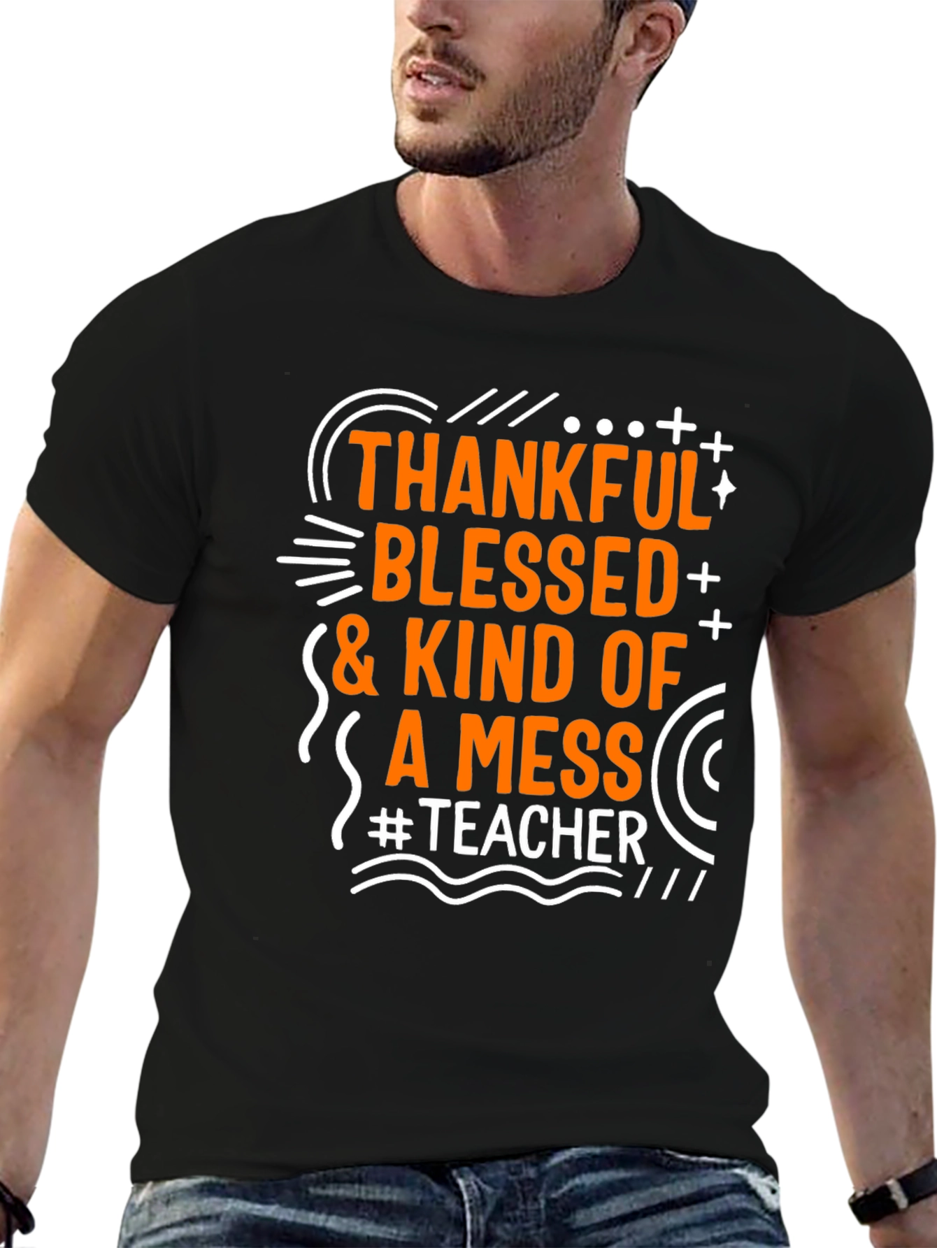 Thankful Blessed Messy Teacher T-Shirt
