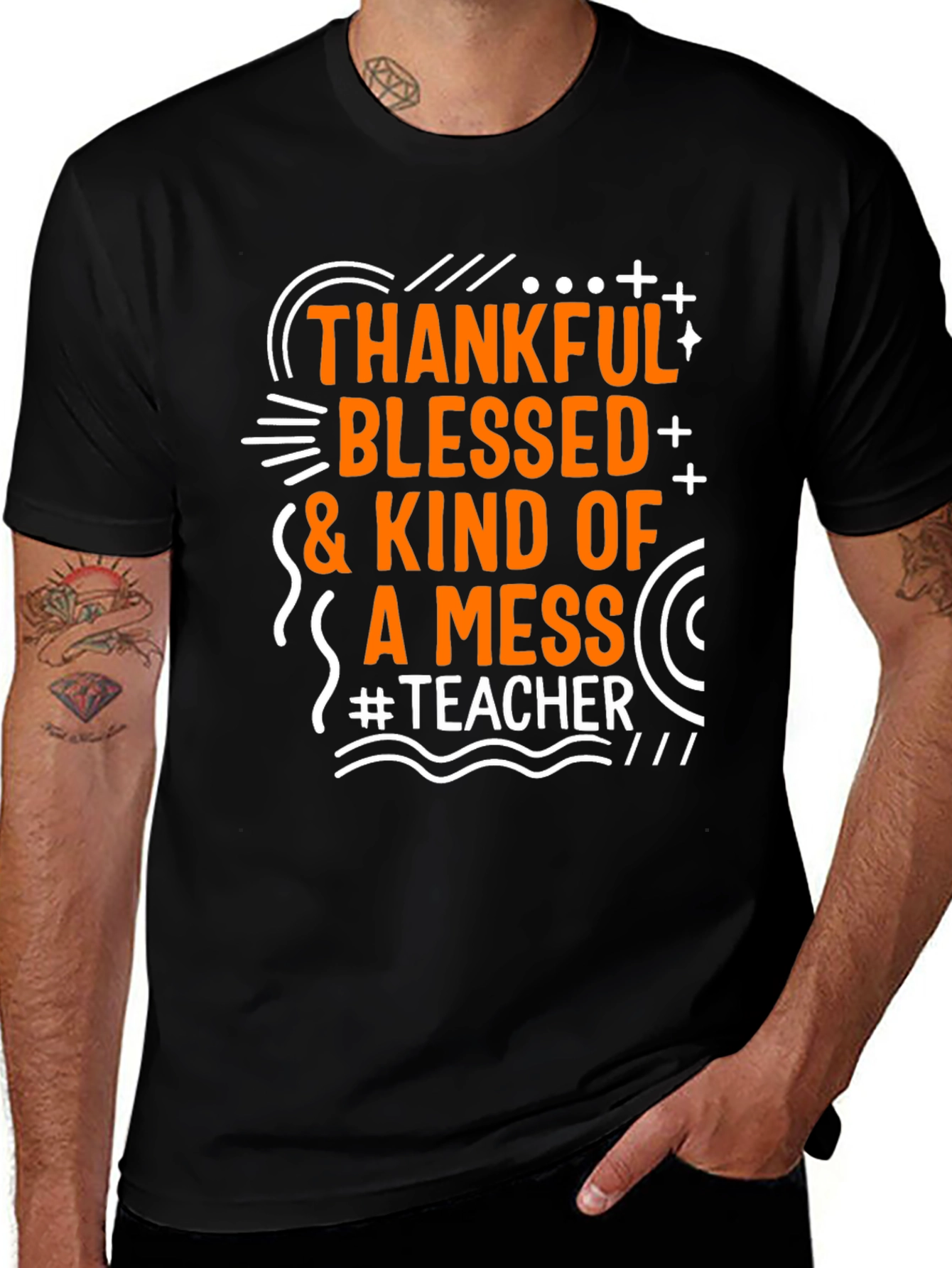 Thankful Blessed Messy Teacher T-Shirt