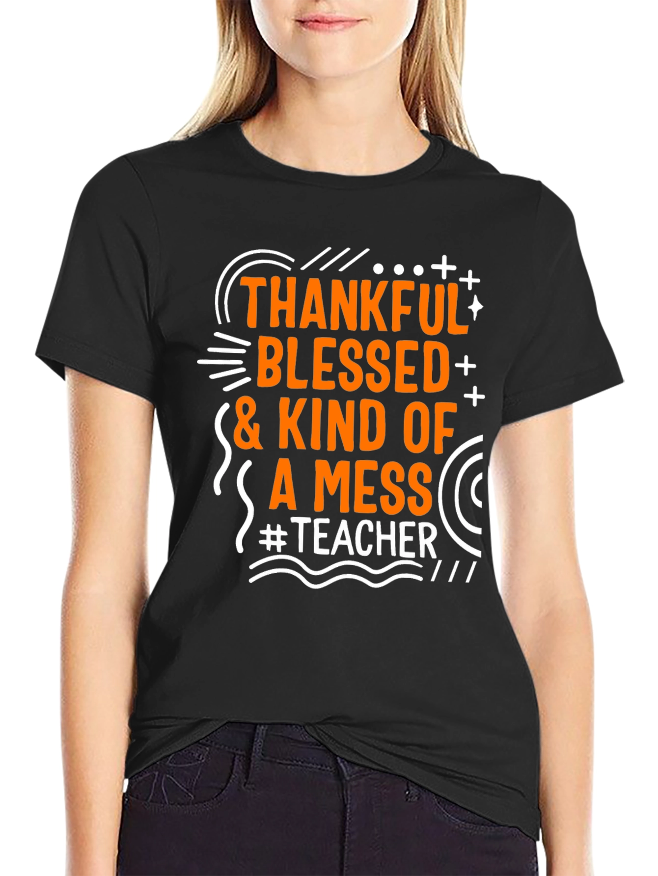 Thankful Blessed Messy Teacher T-Shirt