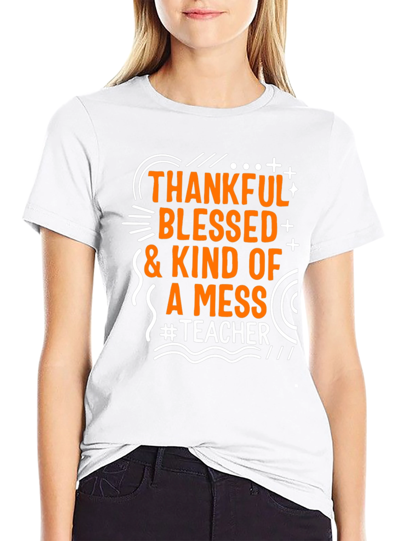 Thankful Blessed Messy Teacher T-Shirt