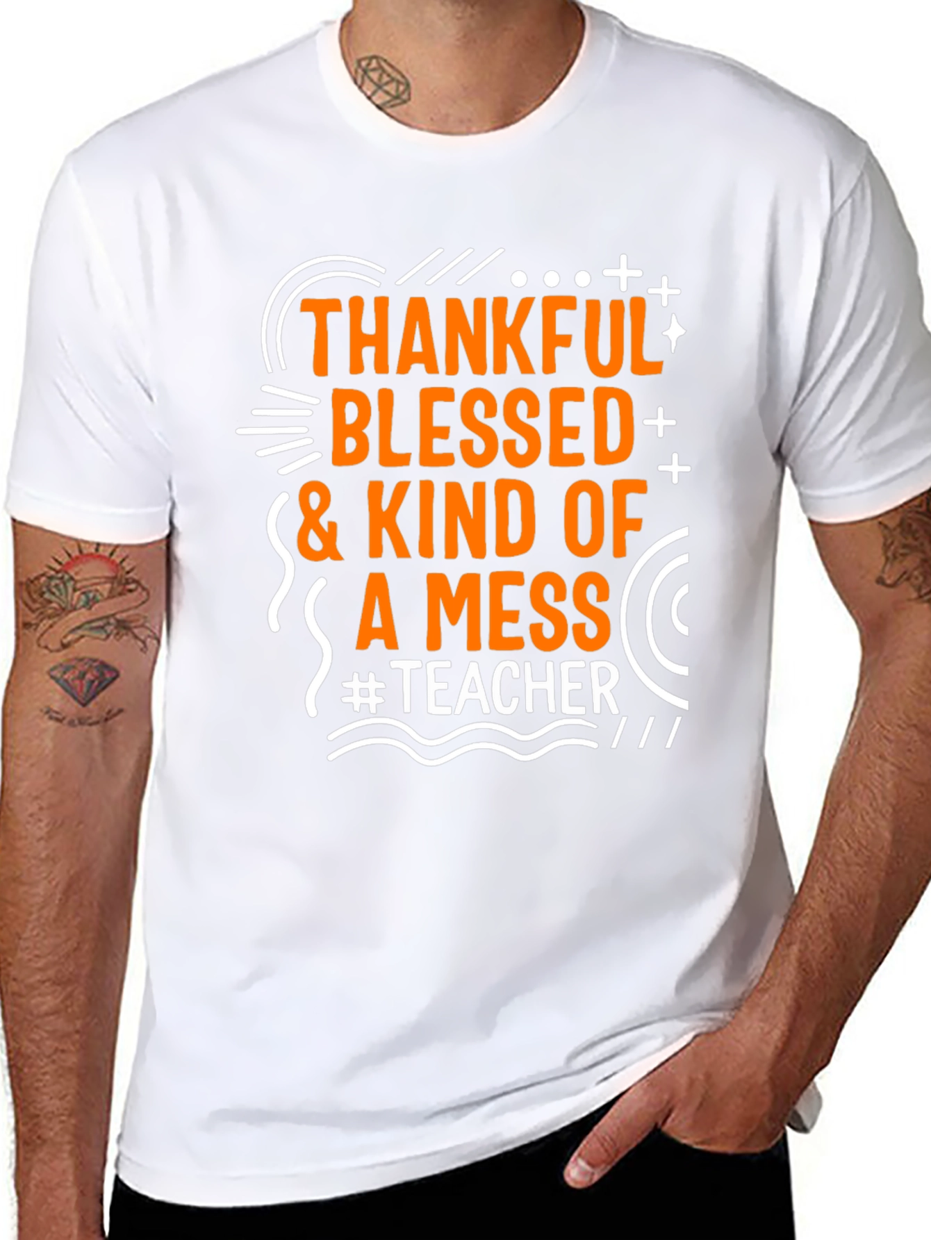 Thankful Blessed Messy Teacher T-Shirt