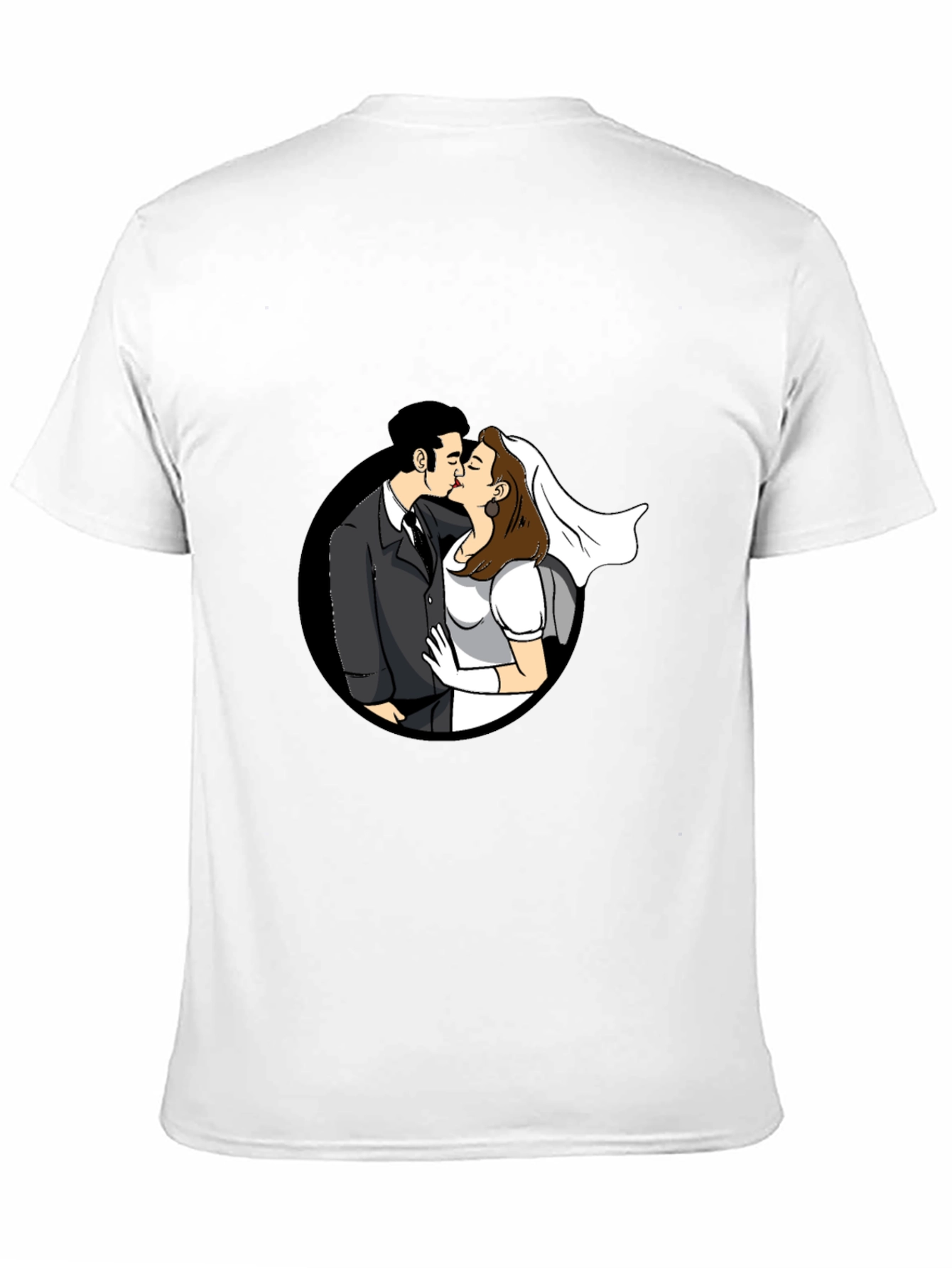 Kissing Couple Black Graphic T-Shirt
