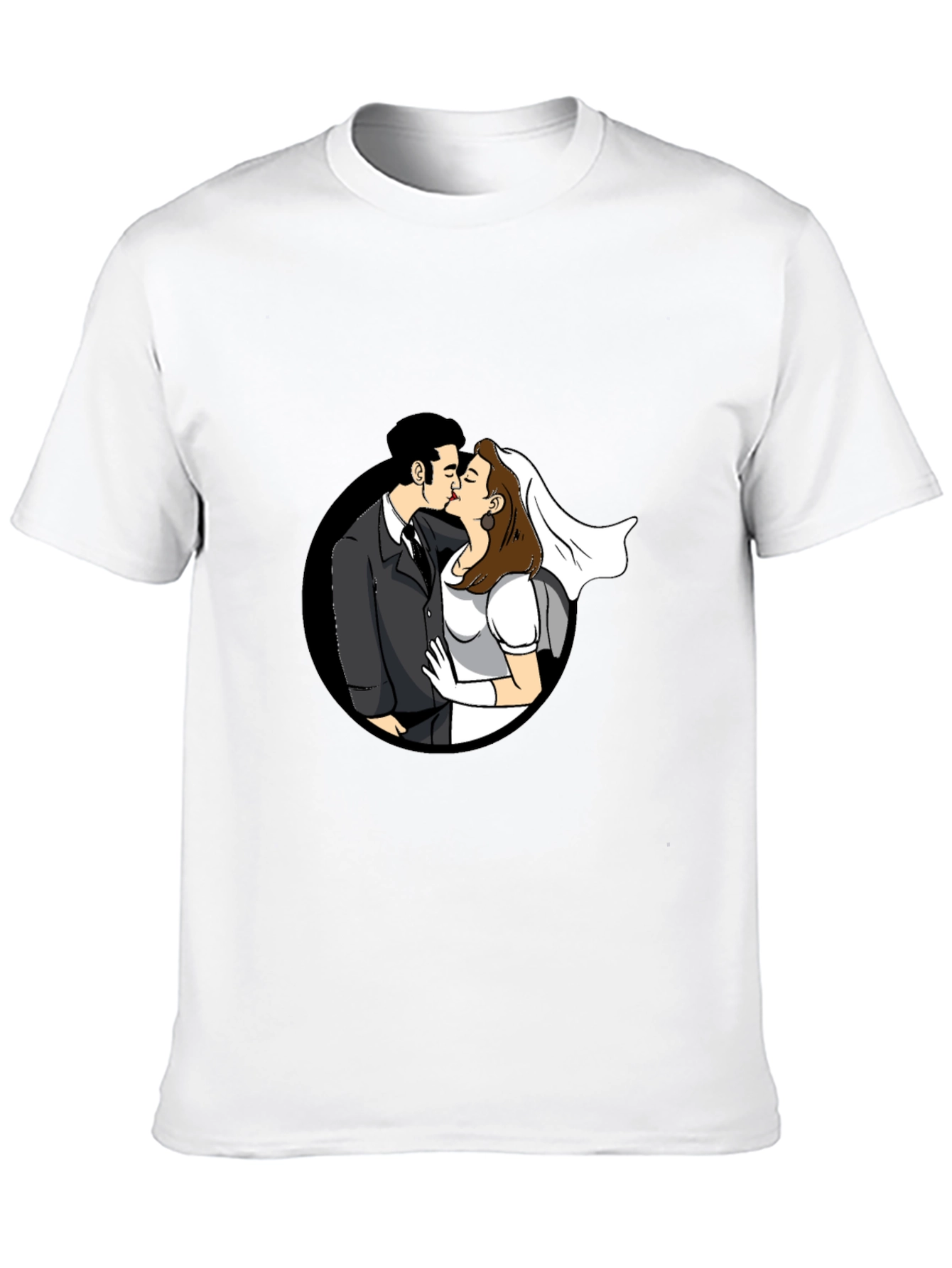 Kissing Couple Black Graphic T-Shirt