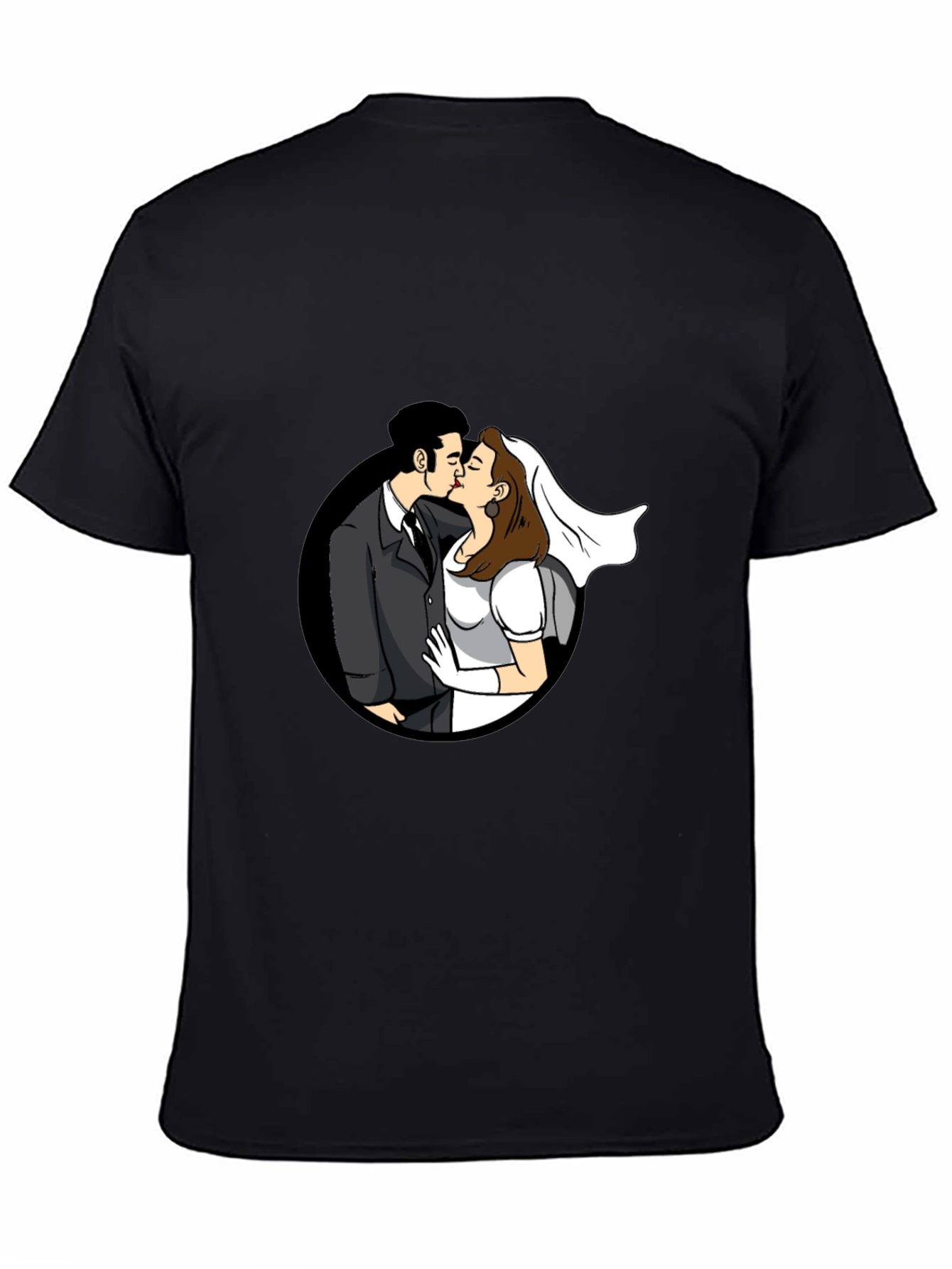Kissing Couple Black Graphic T-Shirt