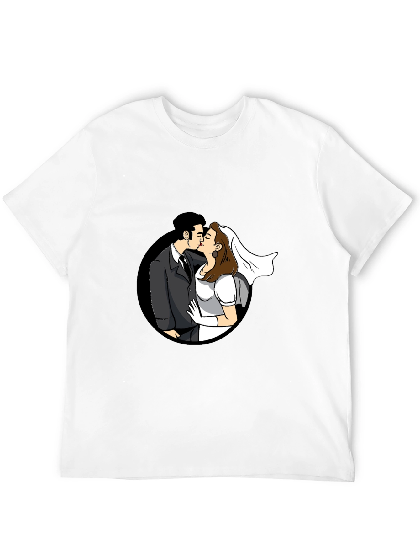 Kissing Couple Black Graphic T-Shirt