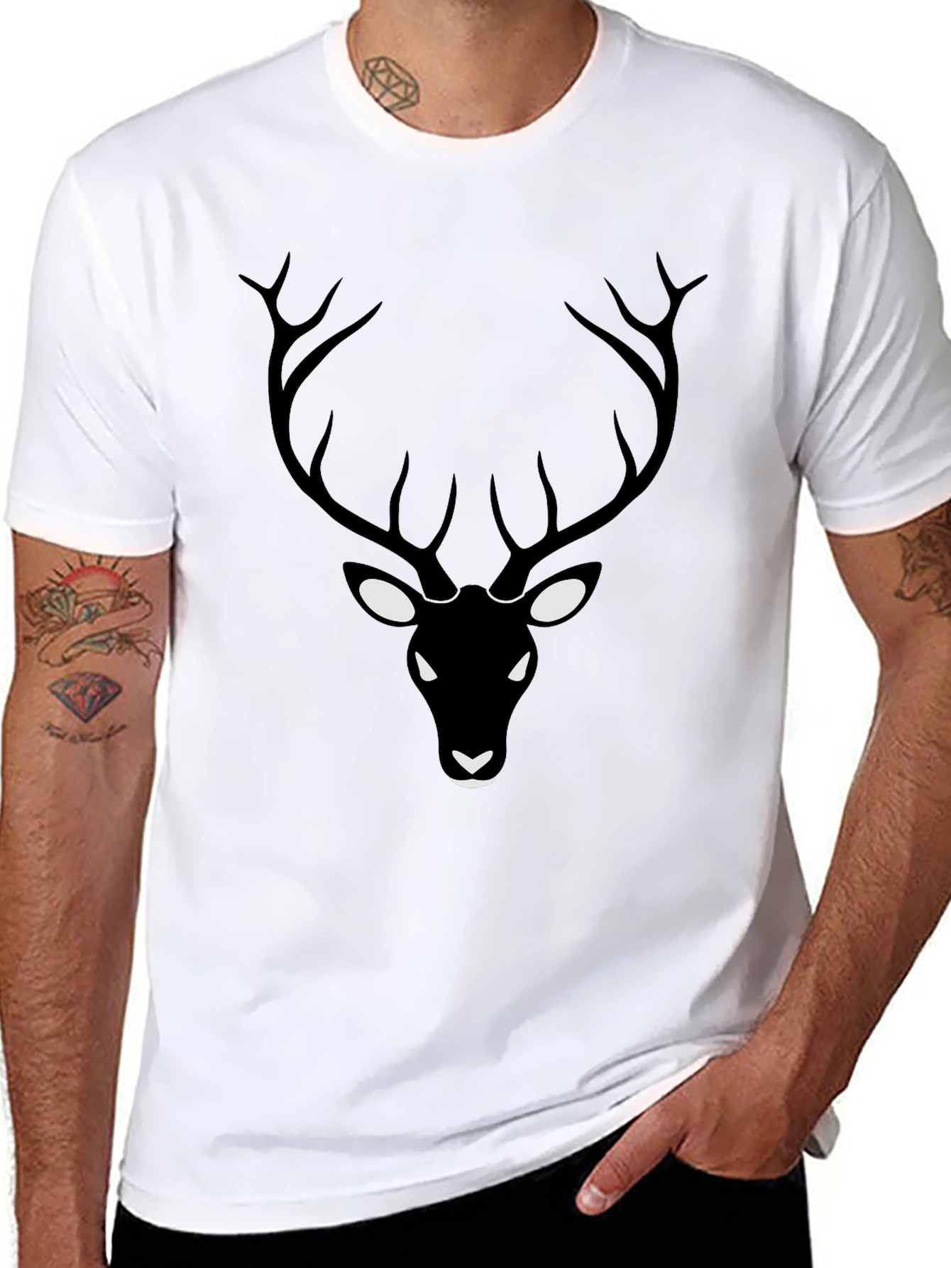 Mens Black Deer Graphic T-Shirt