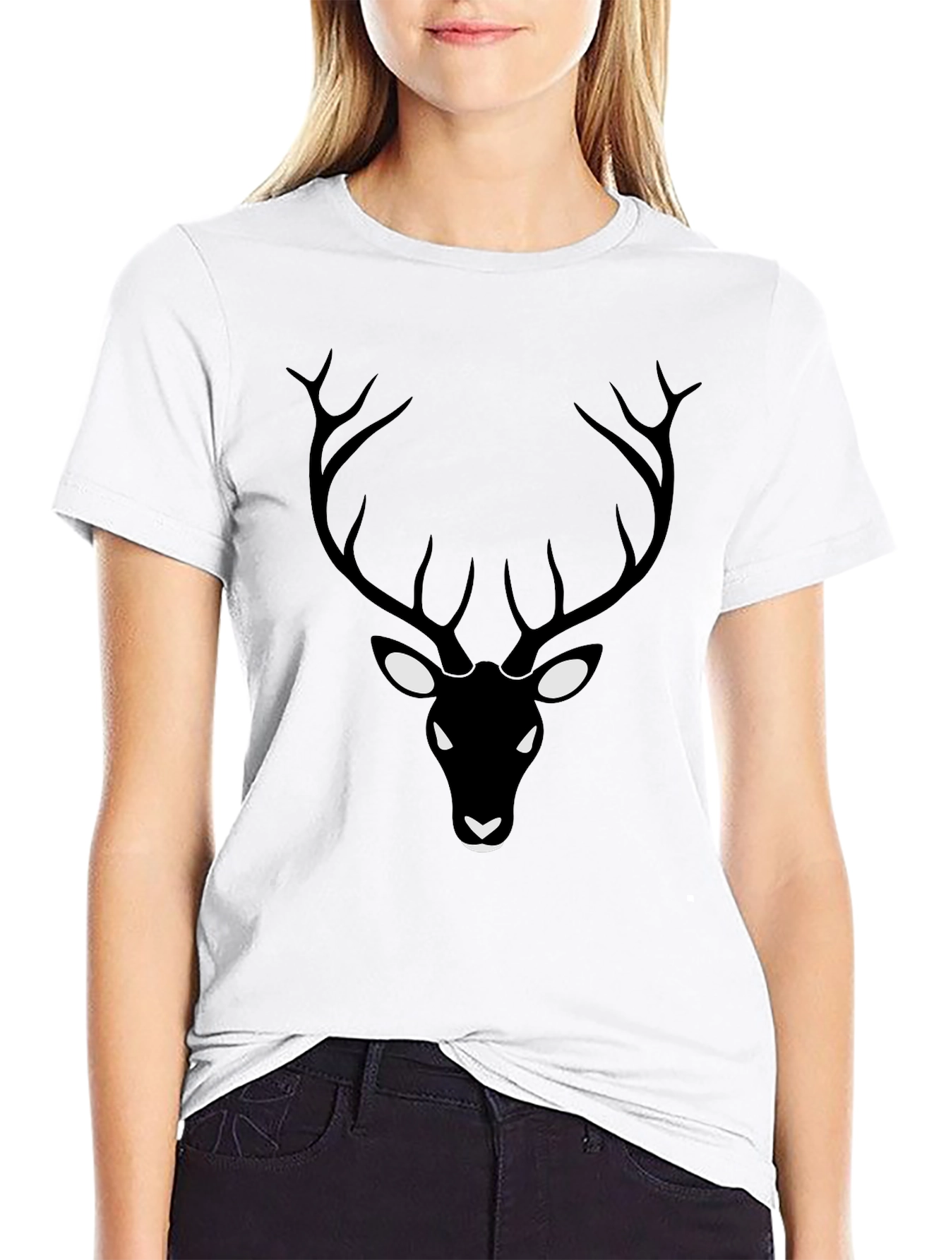 Mens Black Deer Graphic T-Shirt