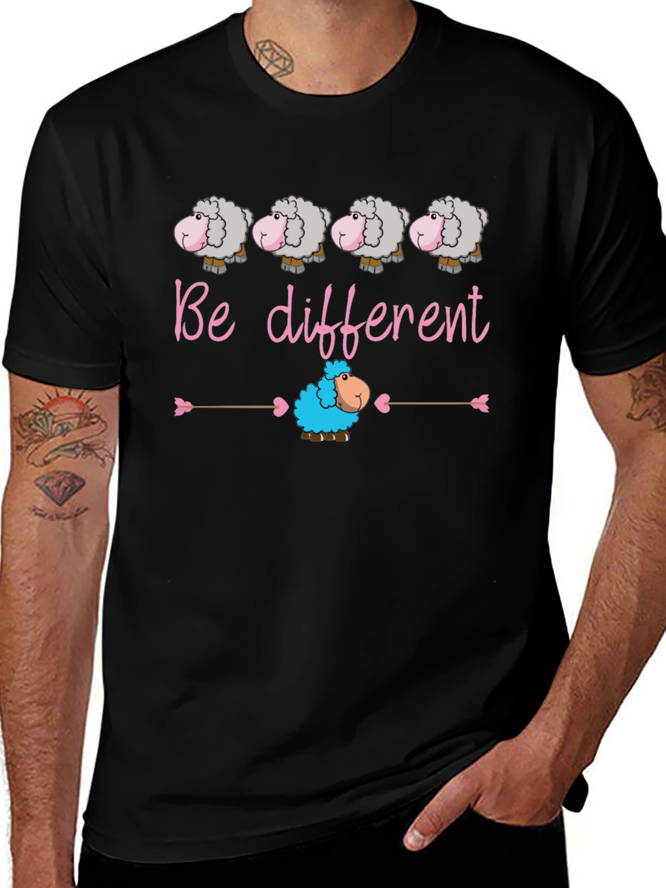 Be Different Sheep Graphic T-Shirt Unique Design