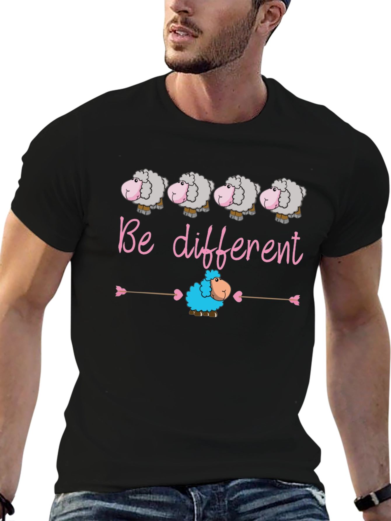 Be Different Sheep Graphic T-Shirt Unique Design