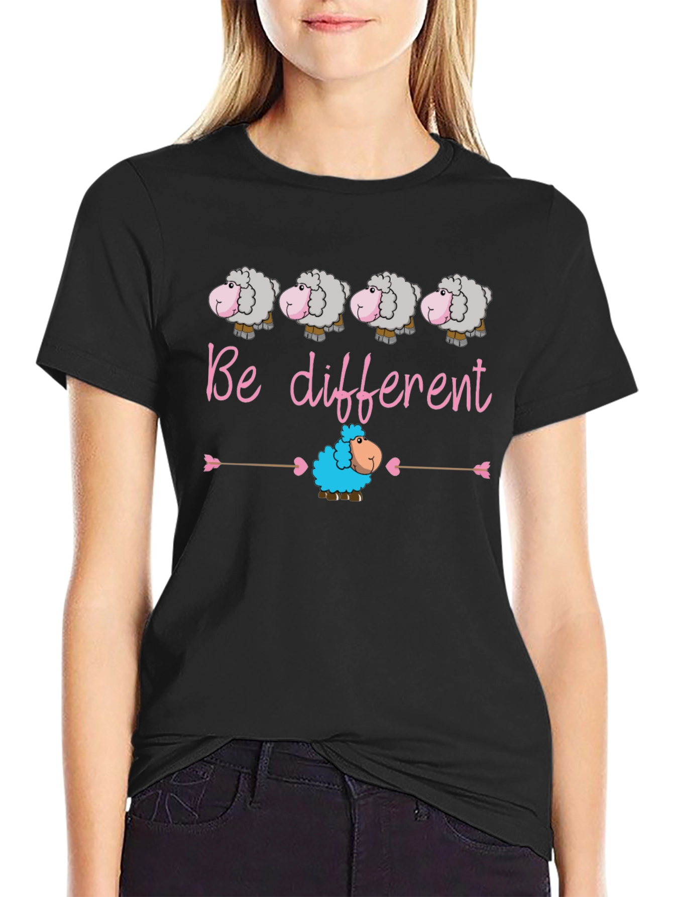 Be Different Sheep Graphic T-Shirt Unique Design