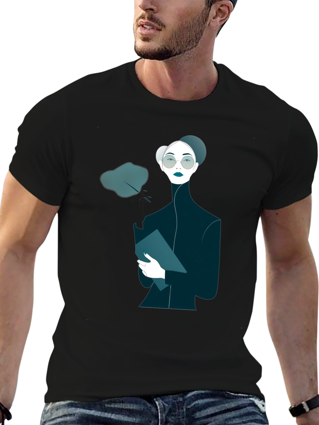 Unique Graphic Print Black T-Shirt