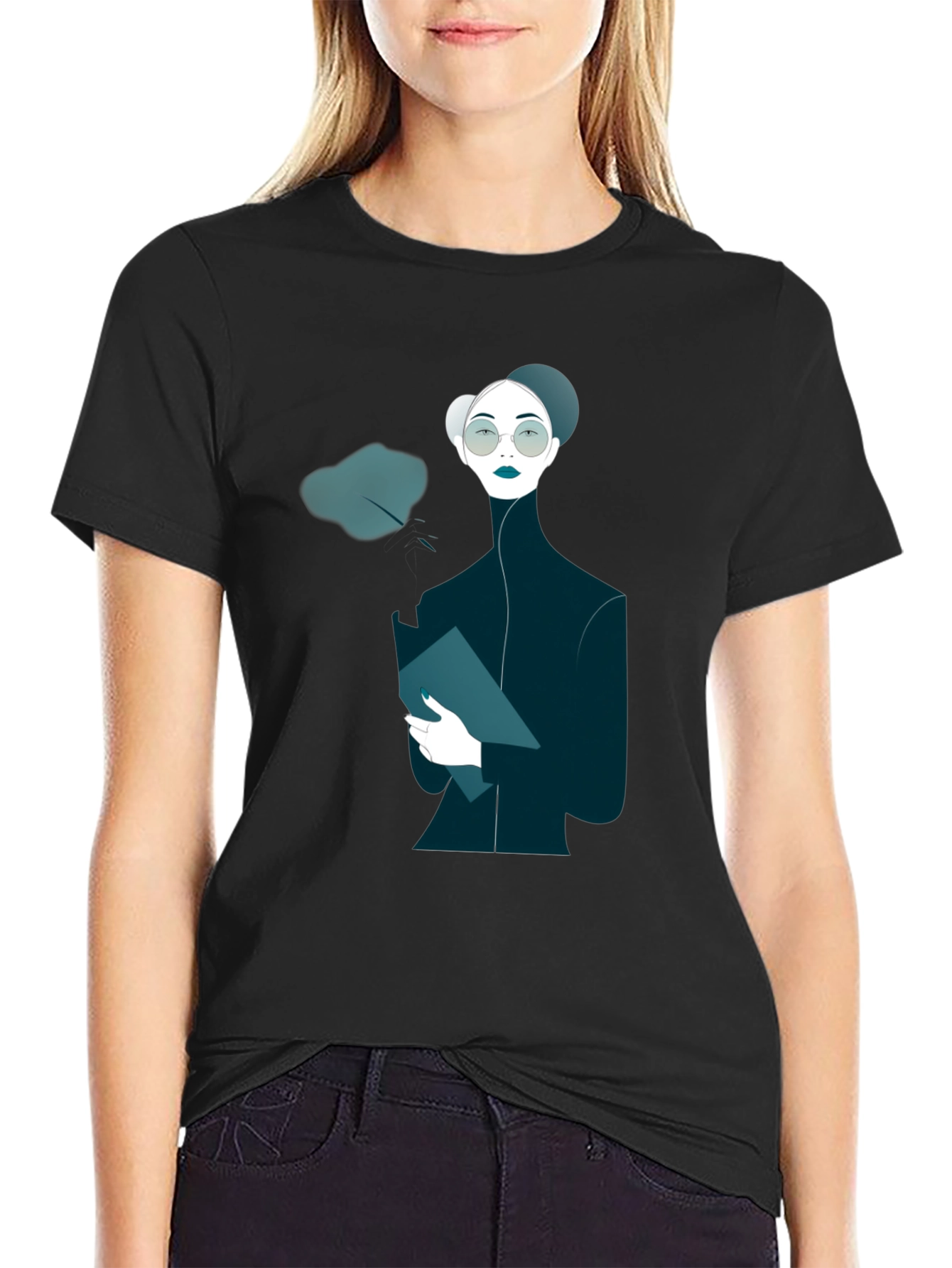Unique Graphic Print Black T-Shirt