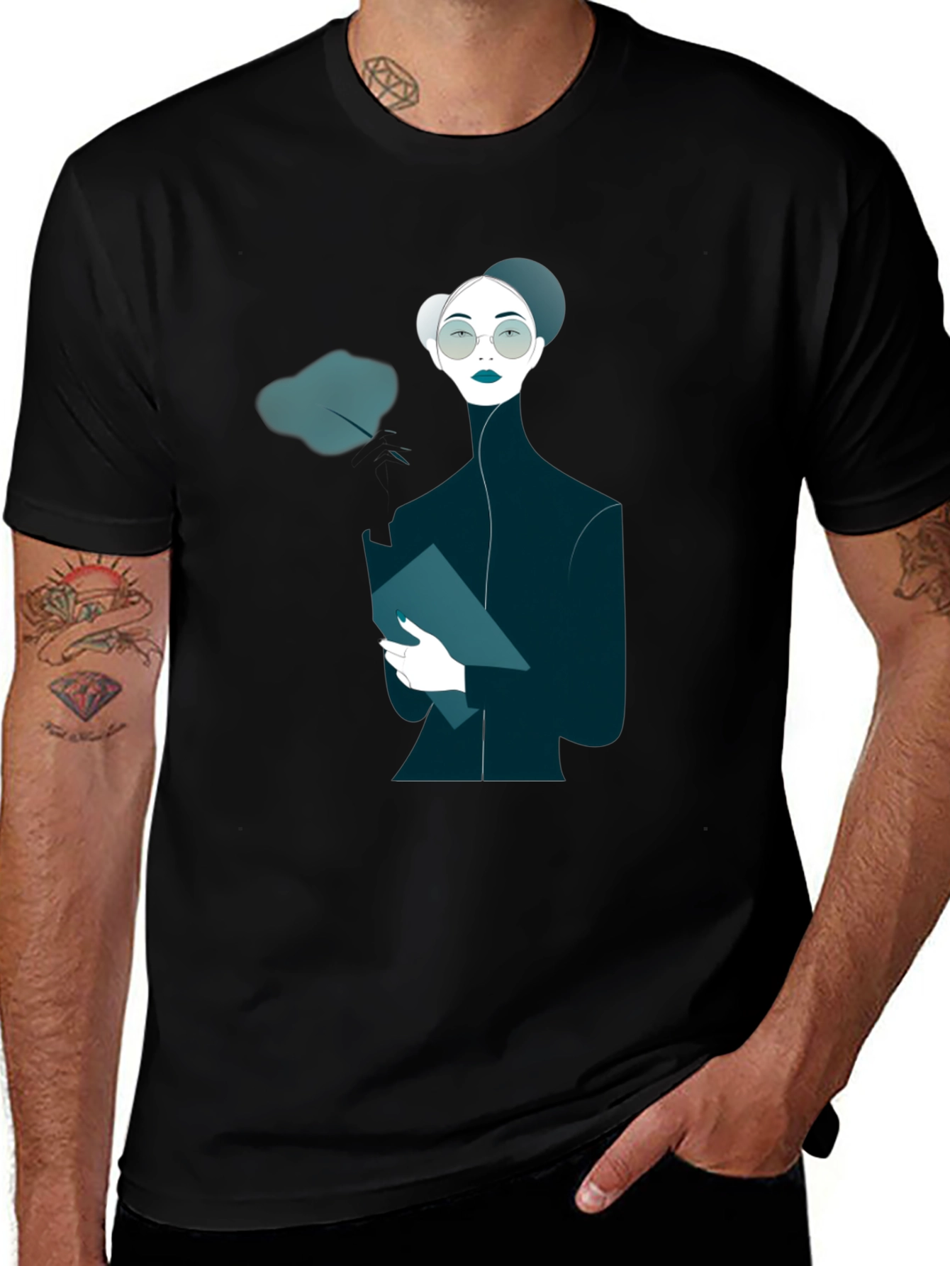 Unique Graphic Print Black T-Shirt