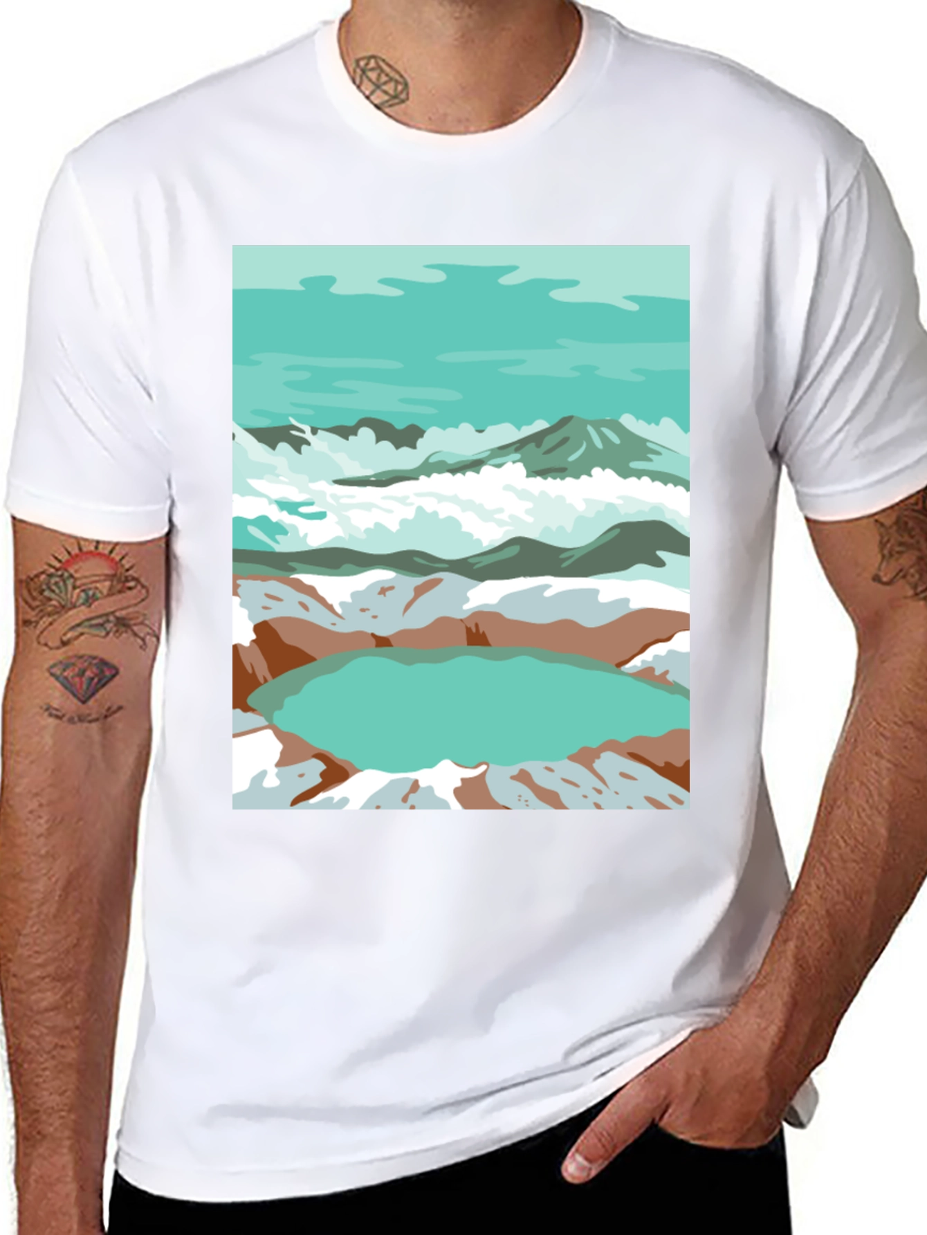 Mountain Lake Graphic Tee - Artistic Comfort