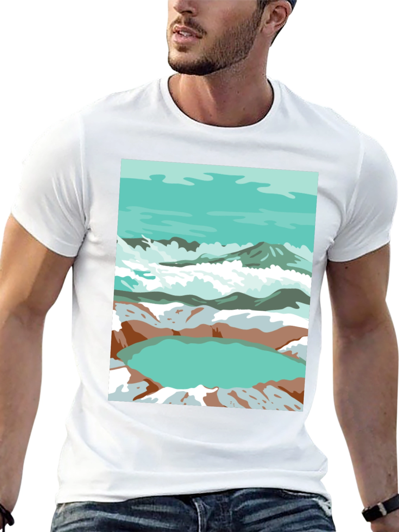 Mountain Lake Graphic Tee - Artistic Comfort