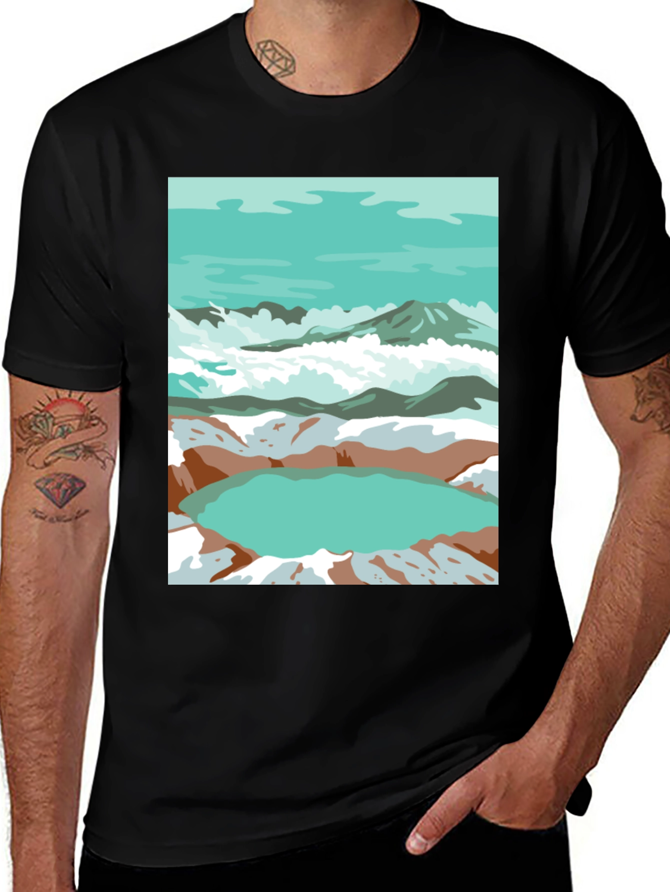 Mountain Lake Graphic Tee - Artistic Comfort