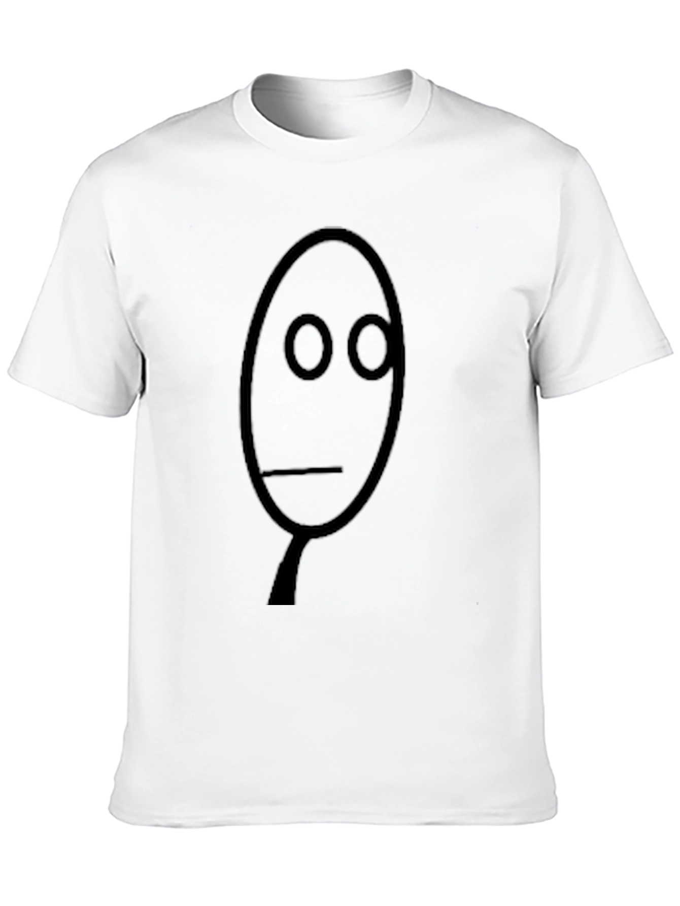 Mens Black T-Shirt with Minimalist Face Design