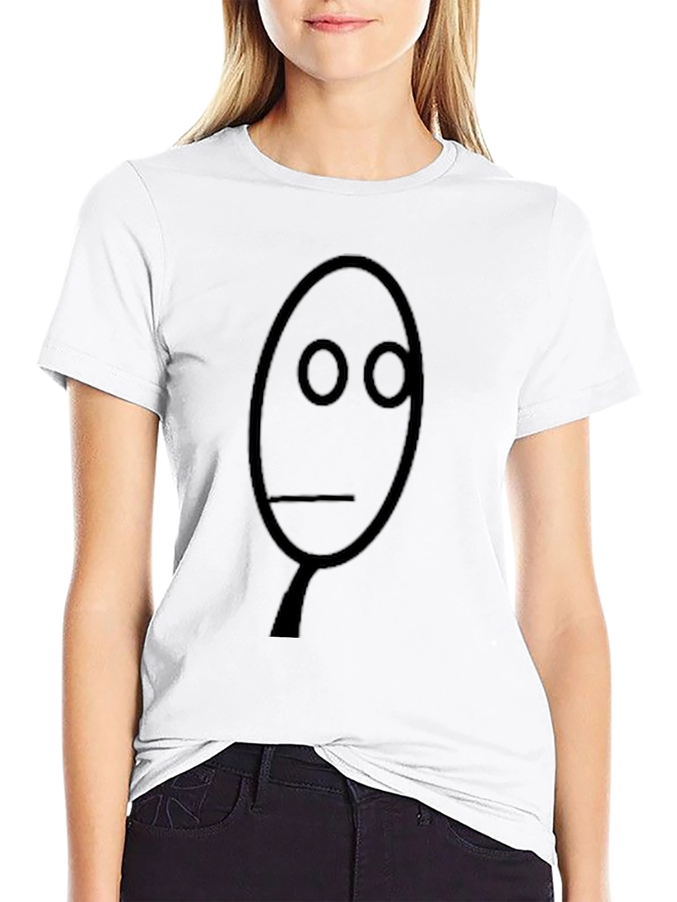 Mens Black T-Shirt with Minimalist Face Design