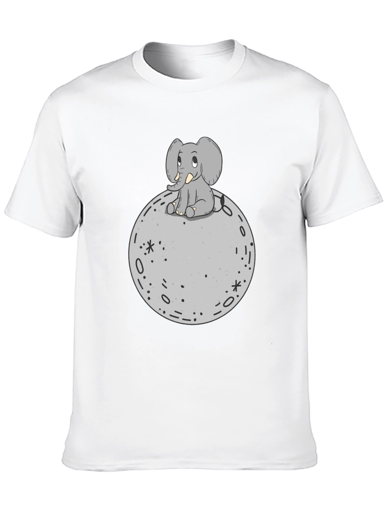 Elephant on Moon Graphic T-Shirt - Black
