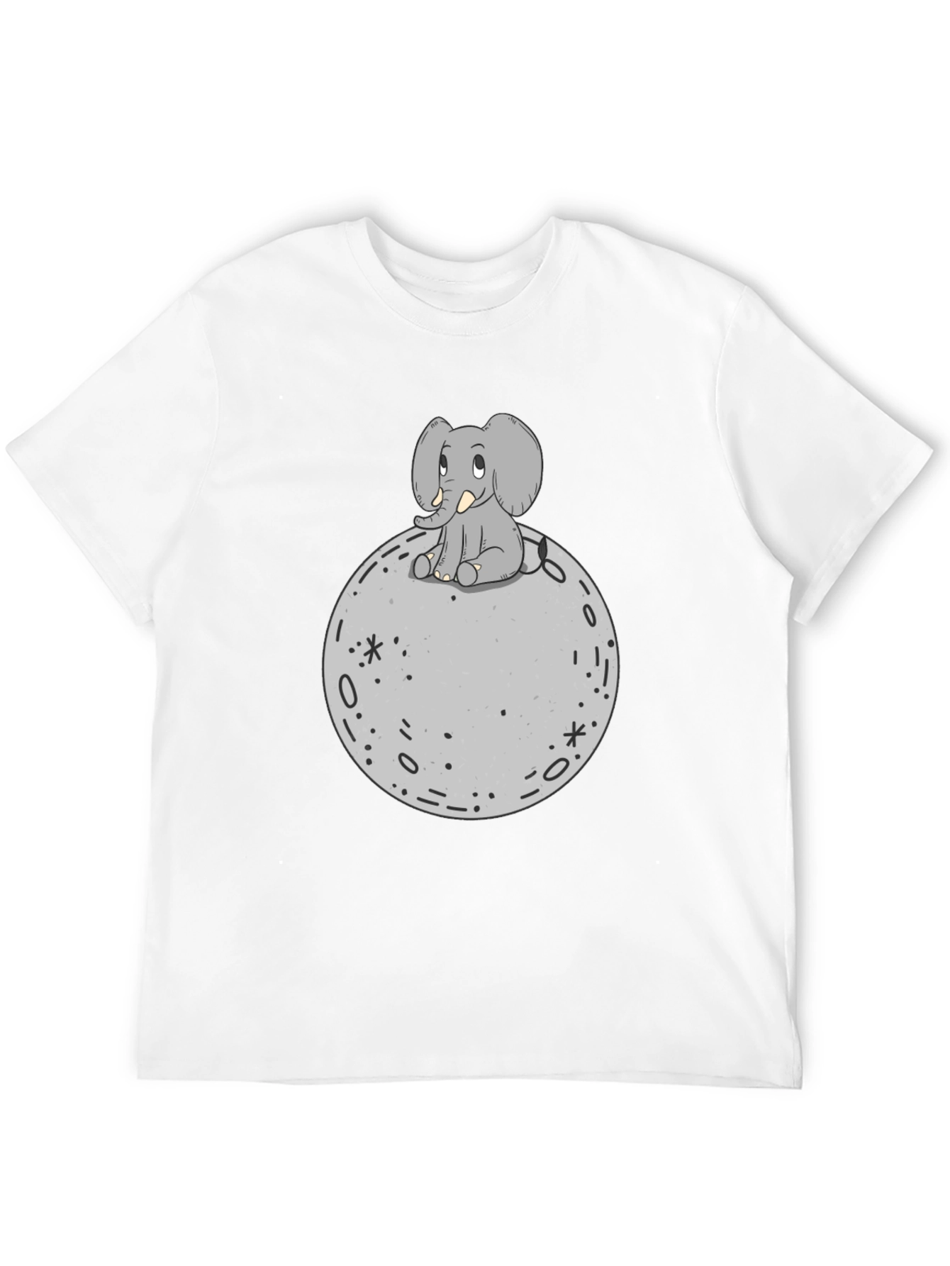 Elephant on Moon Graphic T-Shirt - Black
