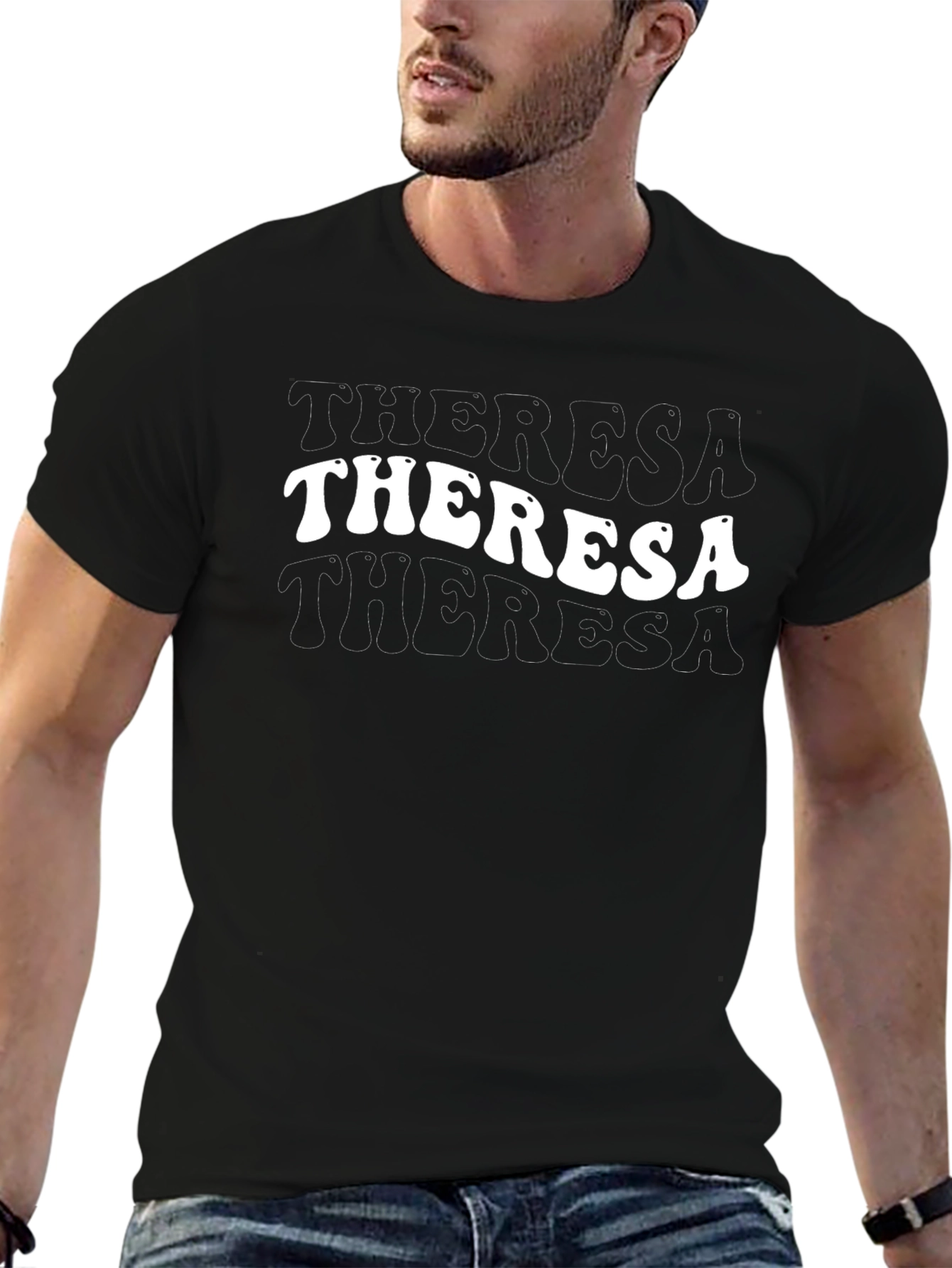 Theresa Retro Graphic Tee - Black Cotton T-Shirt