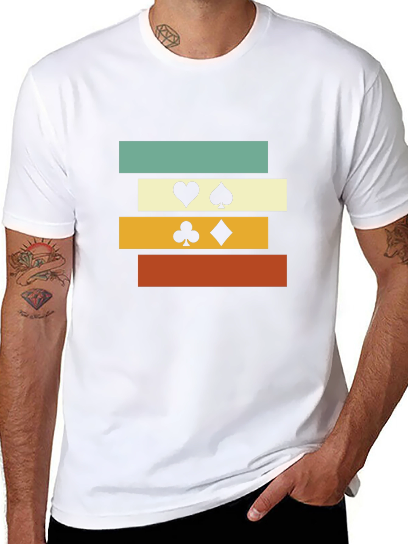 Retro Card Suit Graphic T-Shirt
