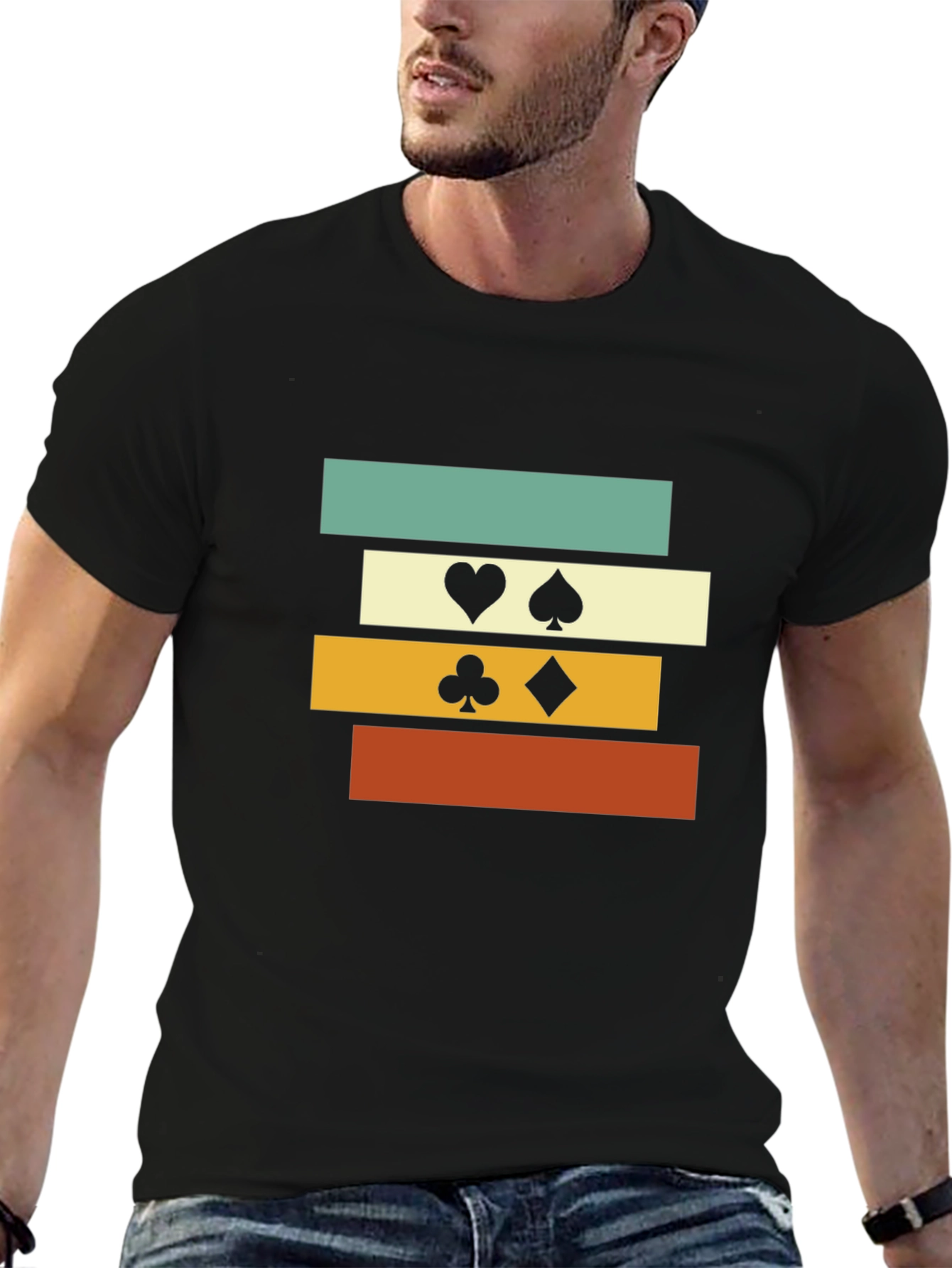 Retro Card Suit Graphic T-Shirt