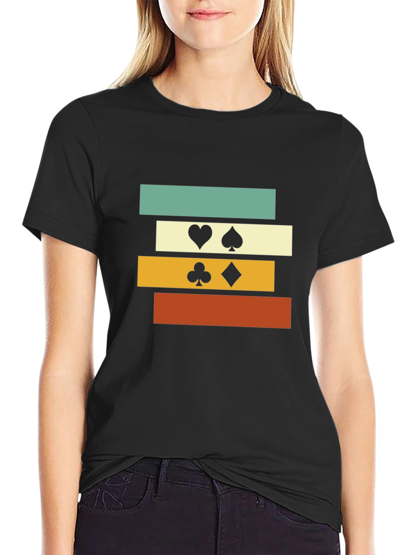 Retro Card Suit Graphic T-Shirt