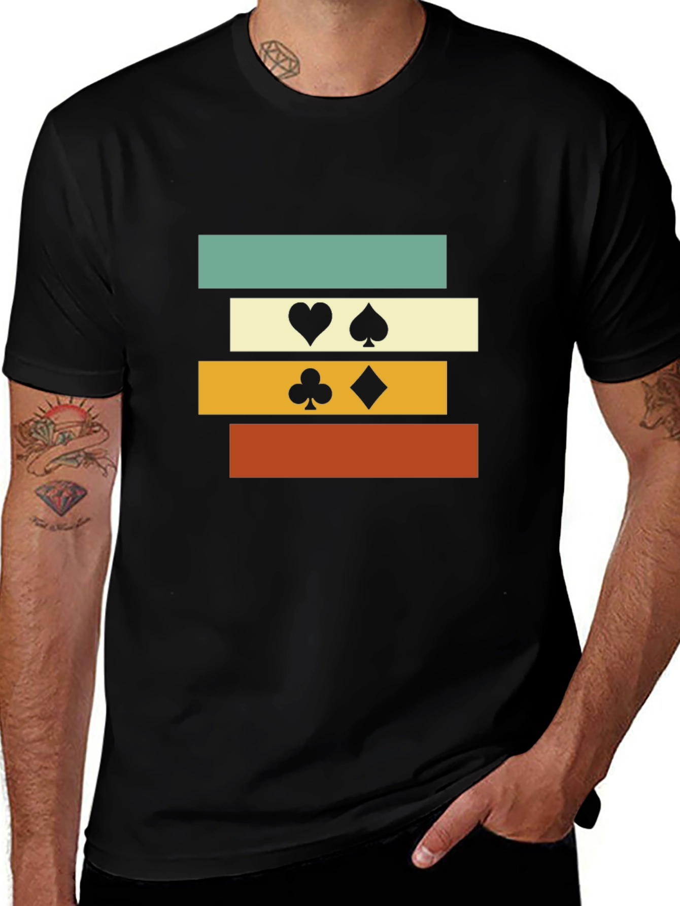Retro Card Suit Graphic T-Shirt