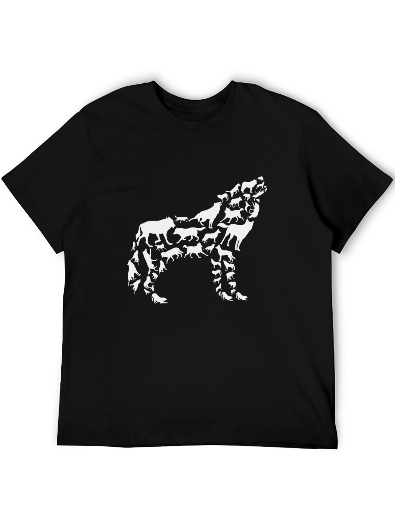 Wolf Pack Graphic Tee - Mens Black Cotton T-Shirt