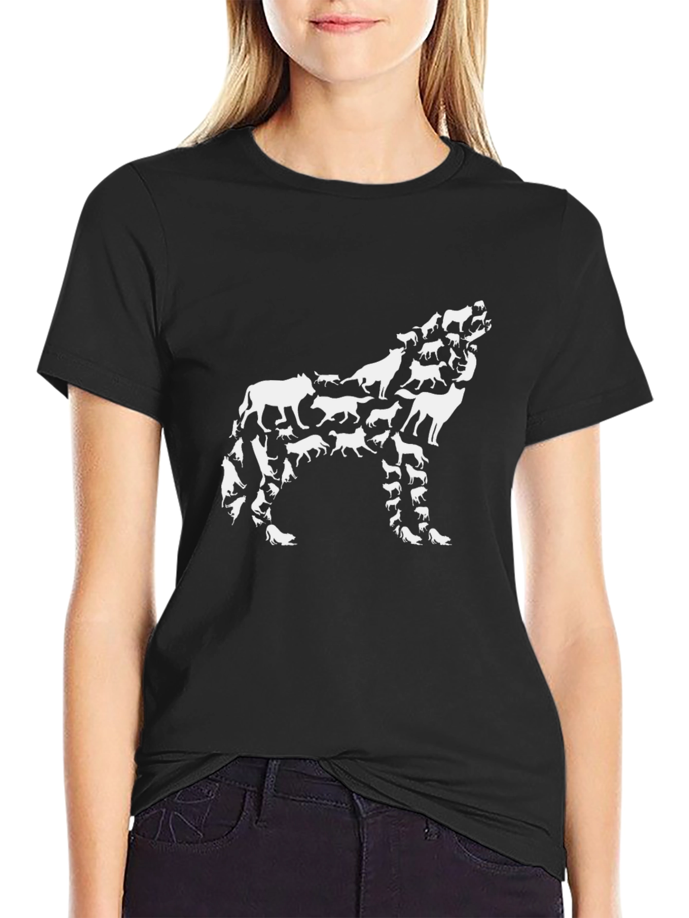 Wolf Pack Graphic Tee - Mens Black Cotton T-Shirt
